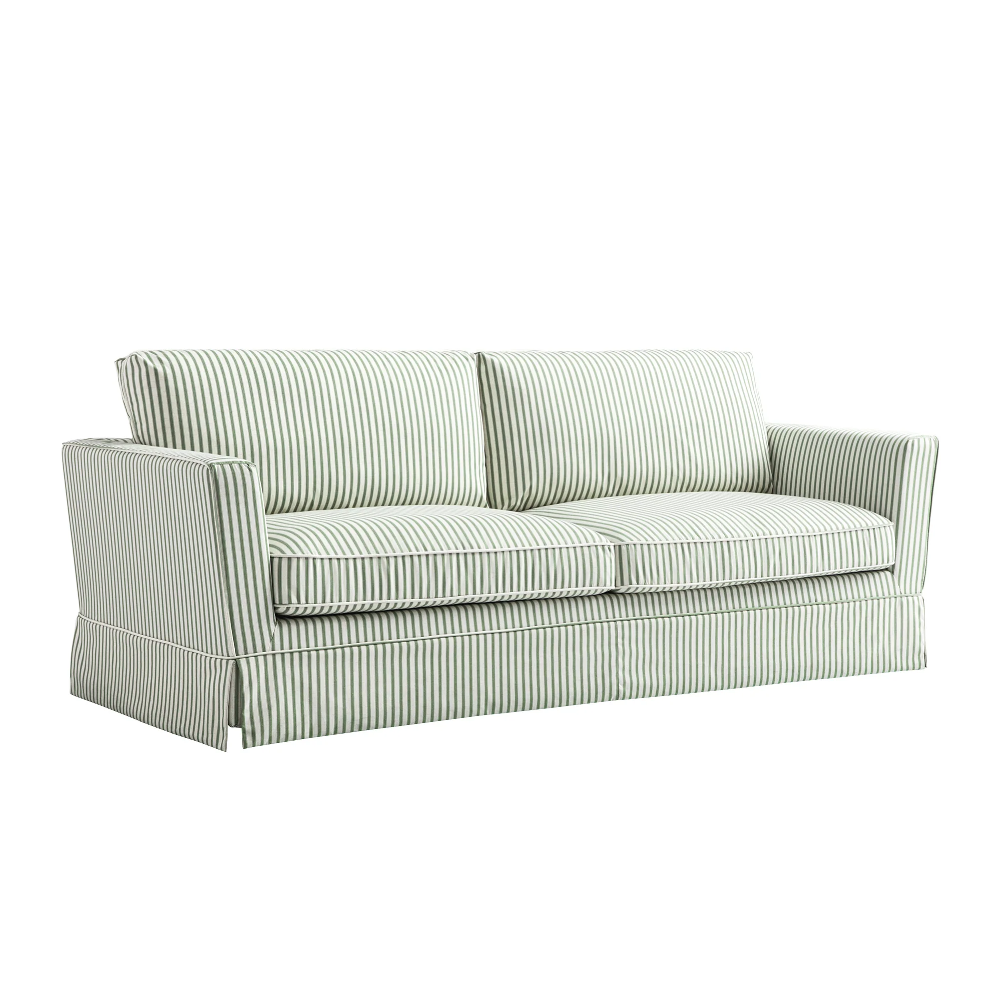 Fitz Skirted Large 3-Seater Sofa, Sage Striped Linen Blend - Image 2