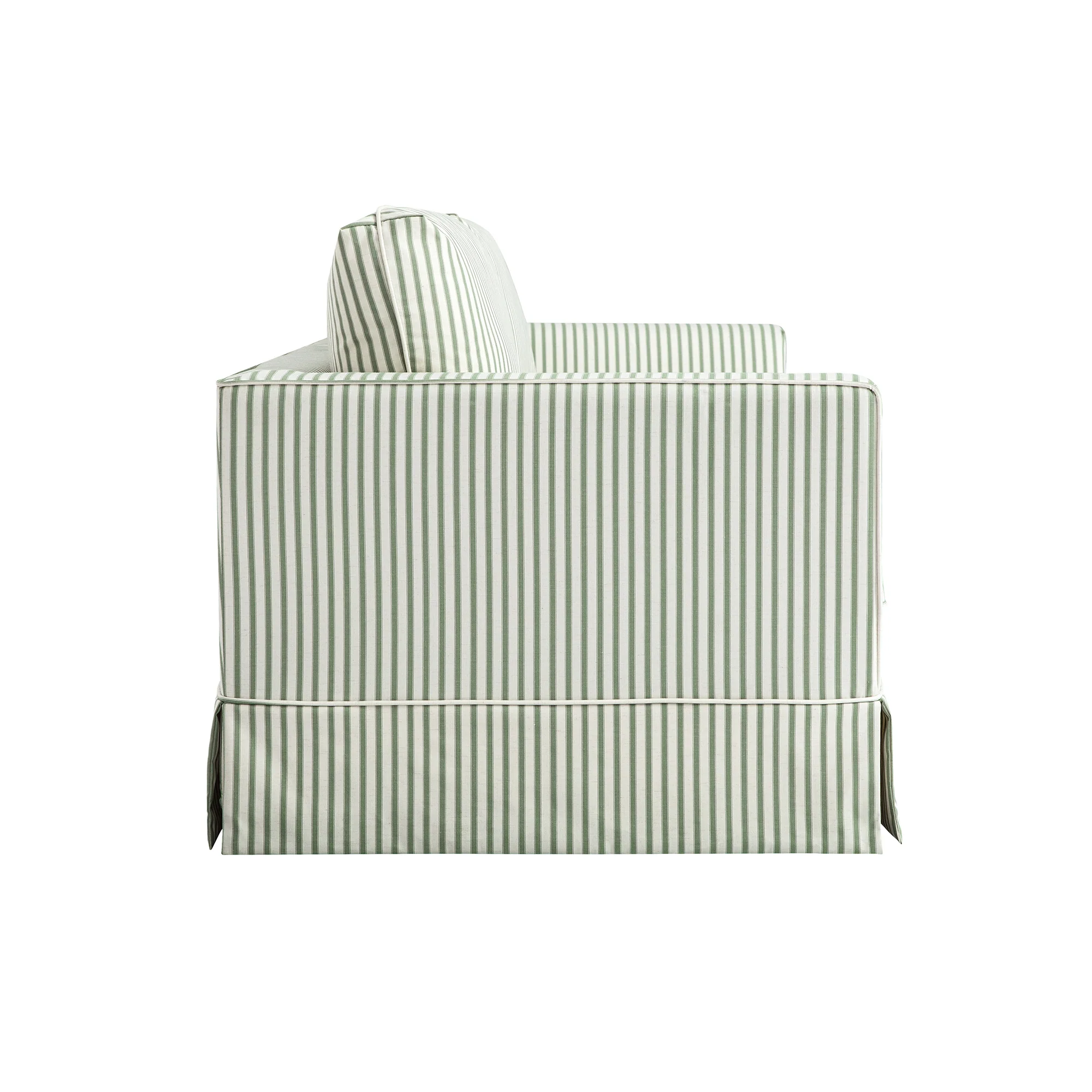 Fitz Skirted Large 3-Seater Sofa, Sage Striped Linen Blend - Image 5