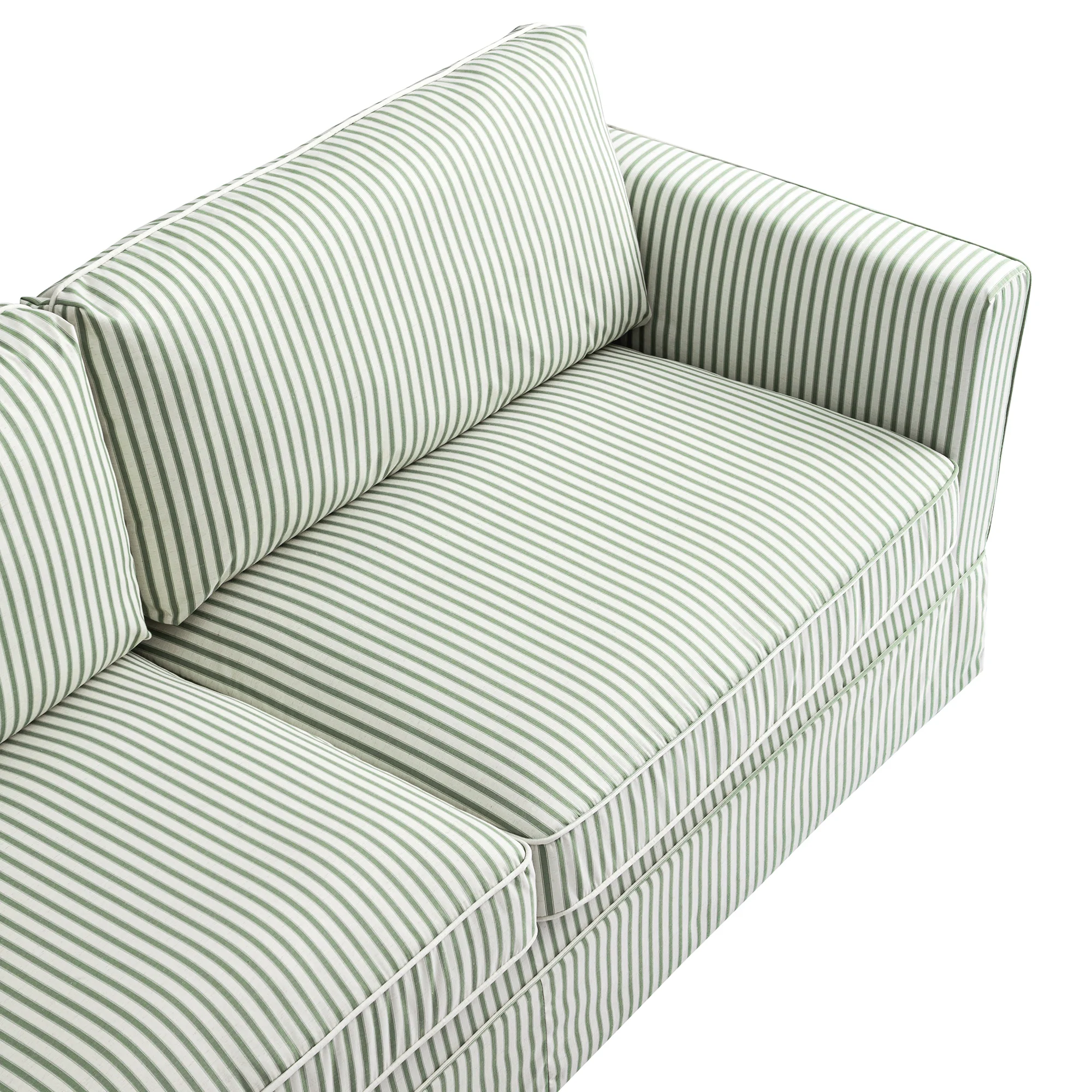 Fitz Skirted Large 3-Seater Sofa, Sage Striped Linen Blend - Image 8