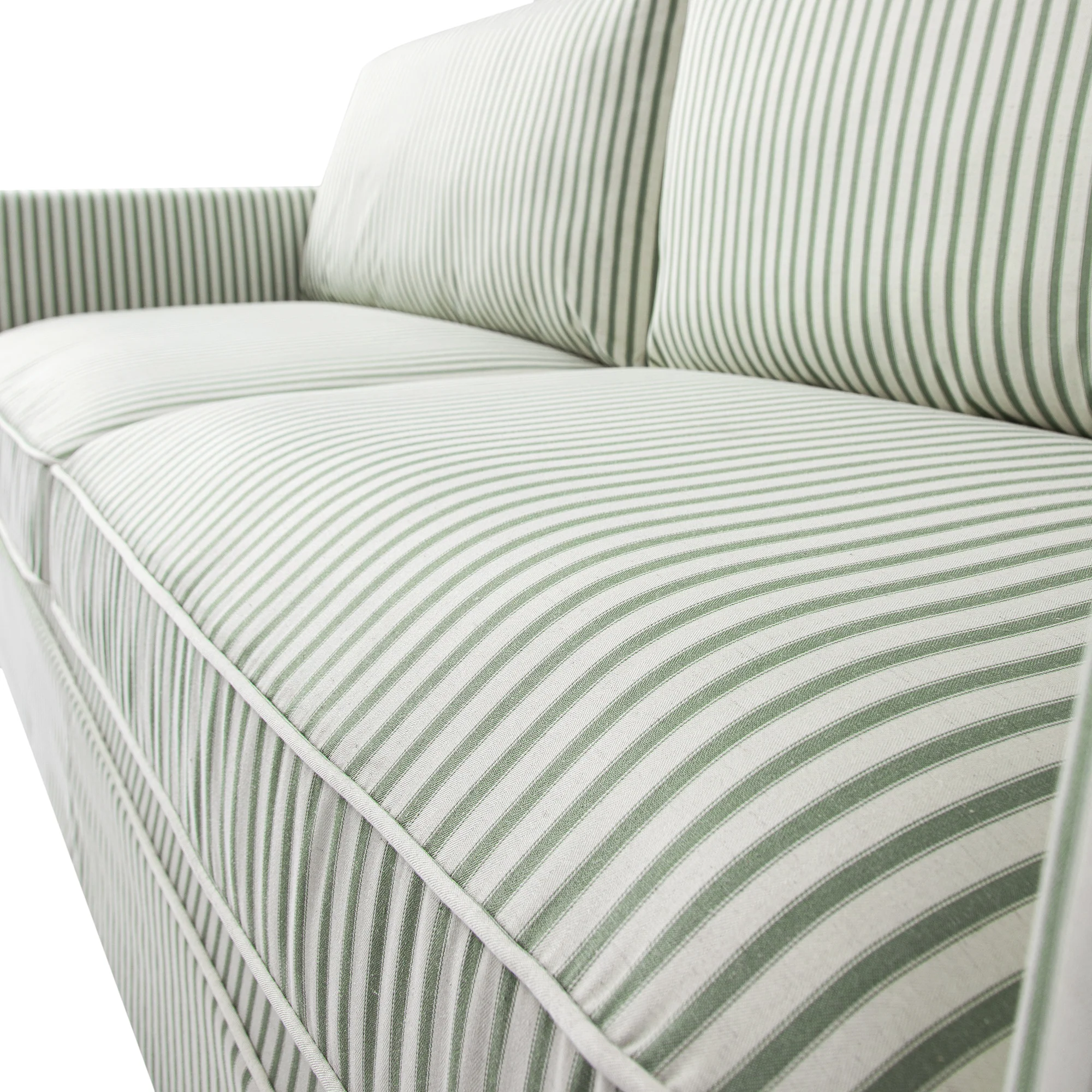 Fitz Skirted Large 3-Seater Sofa, Sage Striped Linen Blend - Image 9