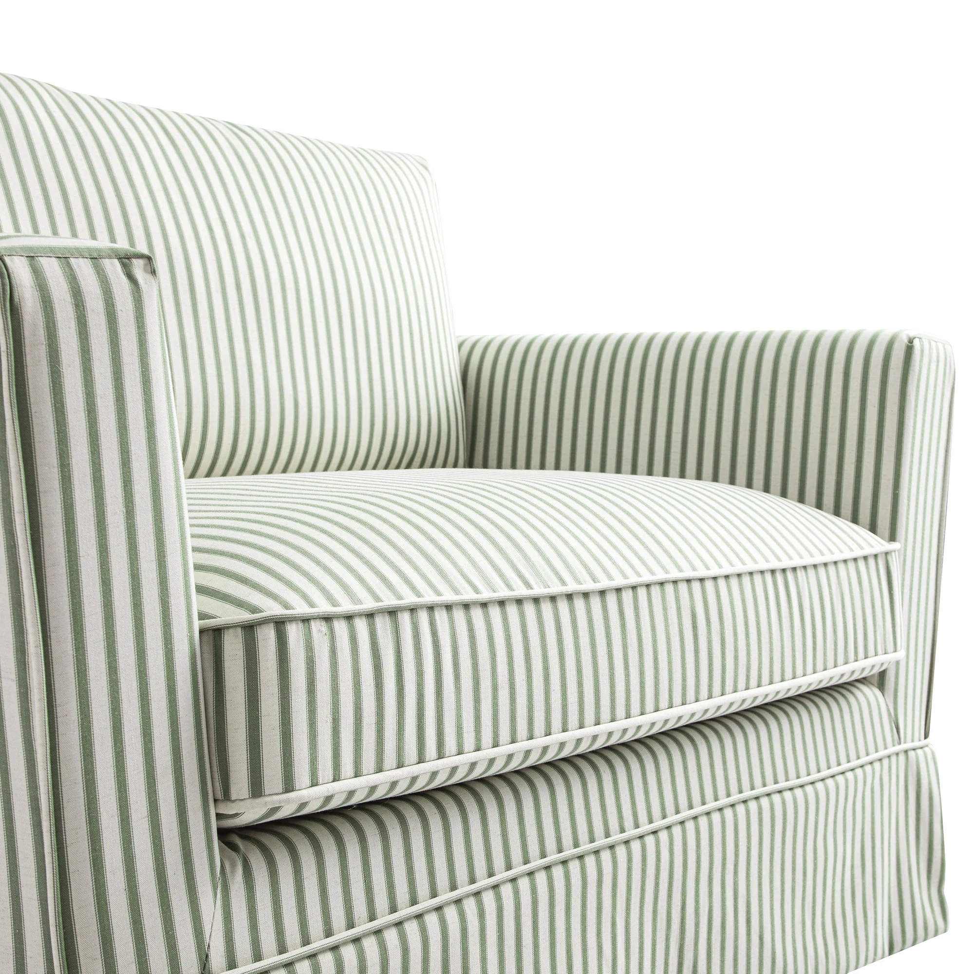 Fitz Skirted Loveseat, Sage Striped Linen Blend - Image 15