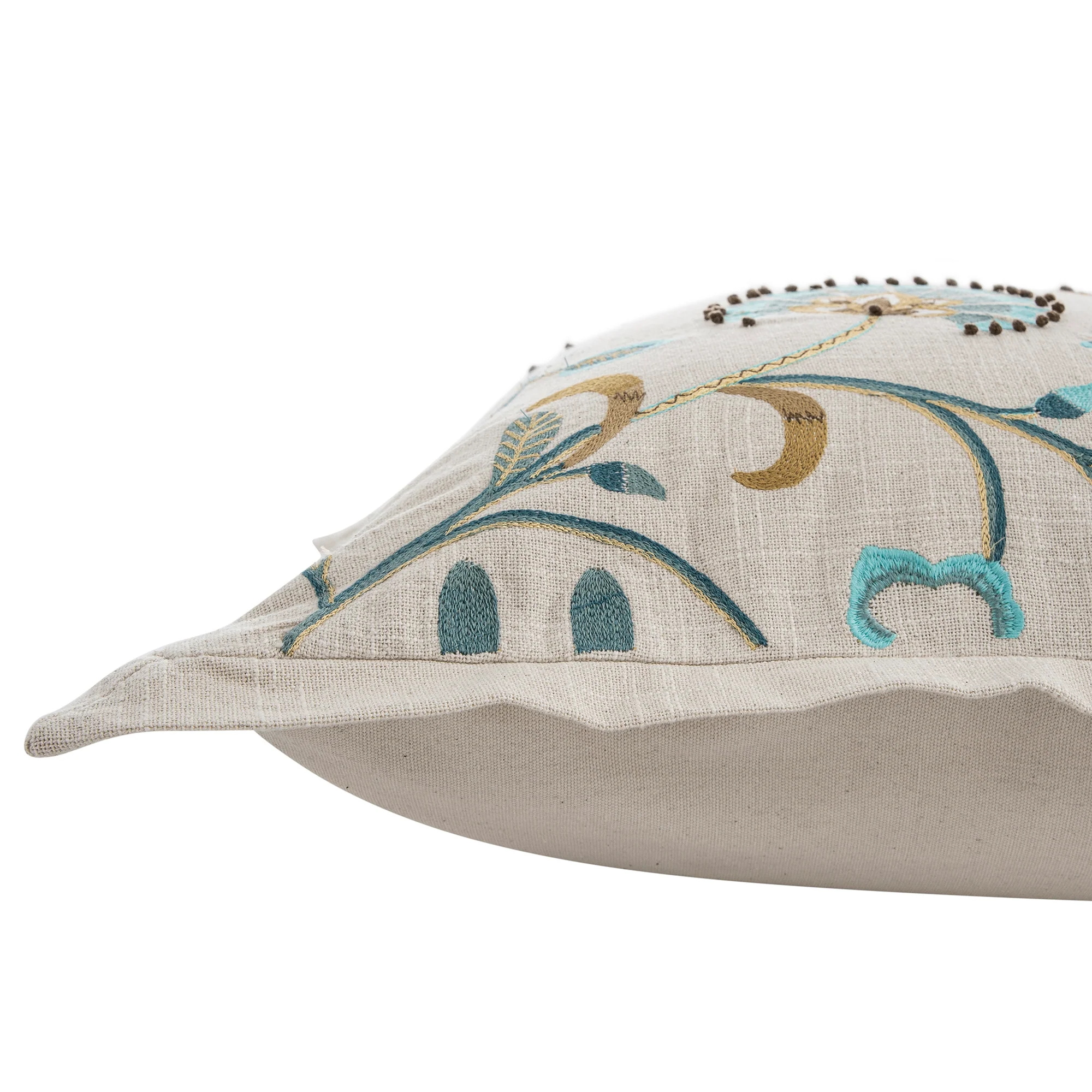 Flora & Fauna Hand Embroidered Azure Fantasy Cushion - Image 8