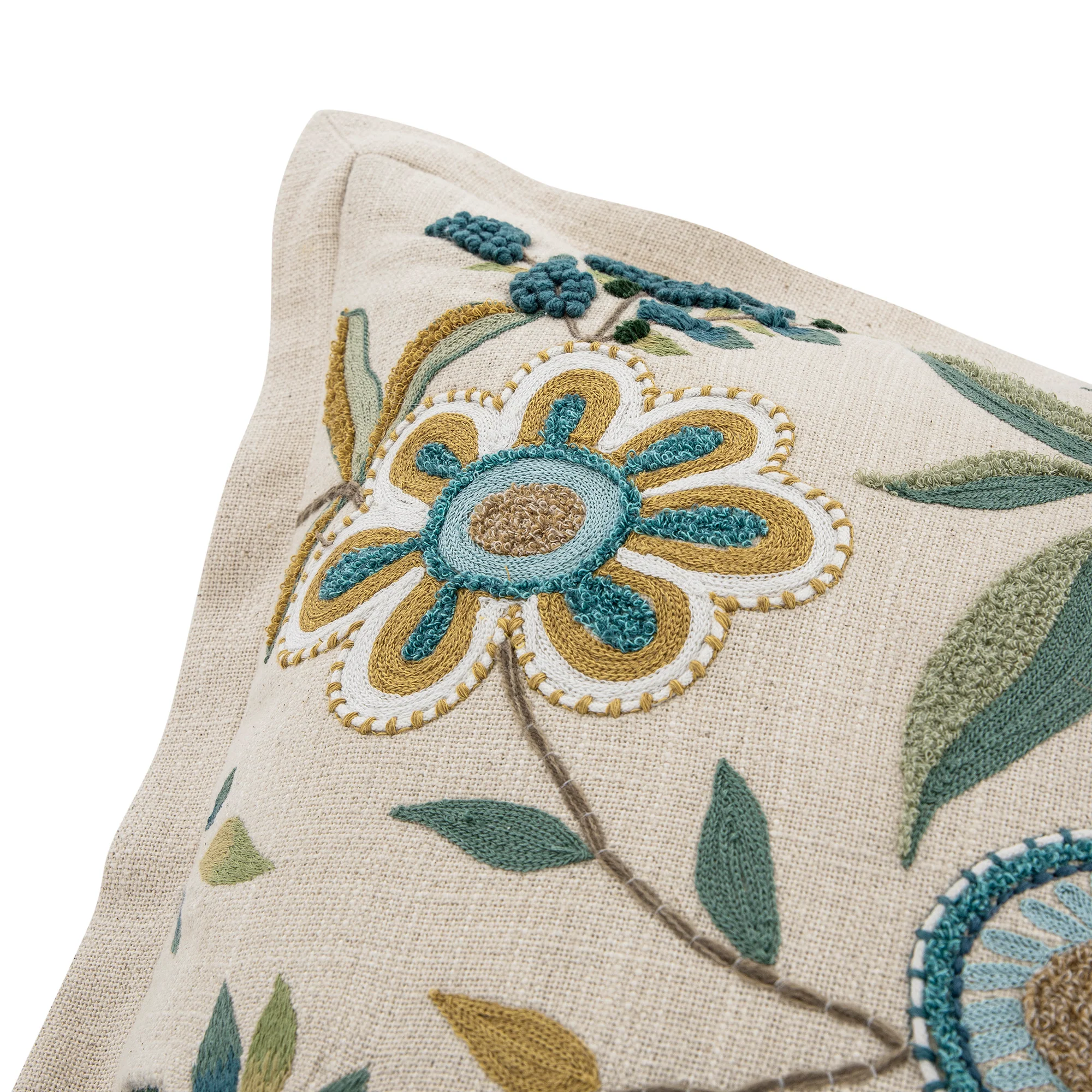 Flora & Fauna Hand Embroidered Azure Wonder Cushion - Image 10