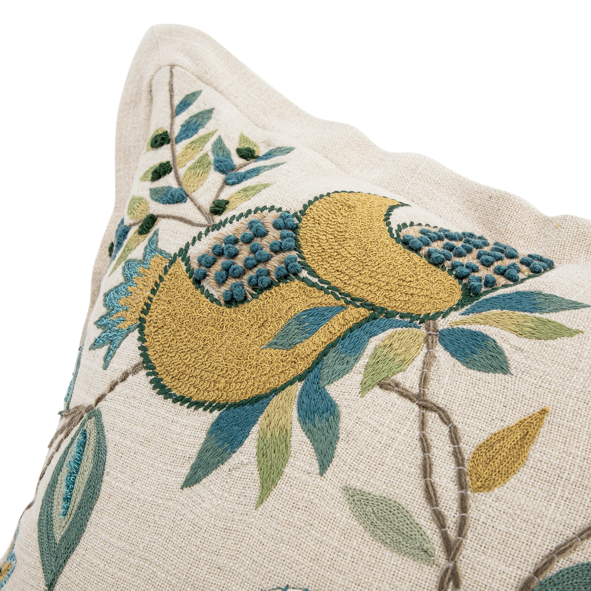 Flora & Fauna Hand Embroidered Azure Wonder Cushion - Image 8