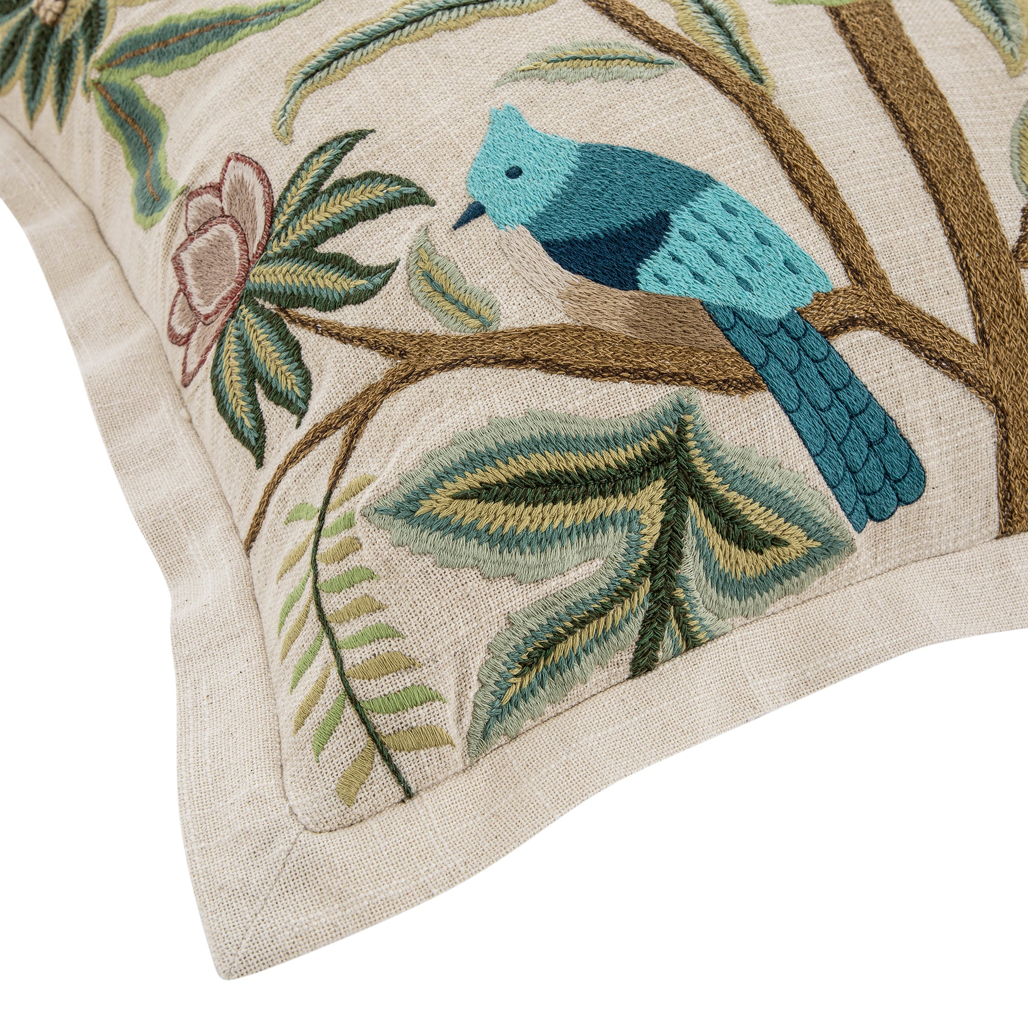 Flora & Fauna Hand Embroidered Cockatoo Cushion - Image 3