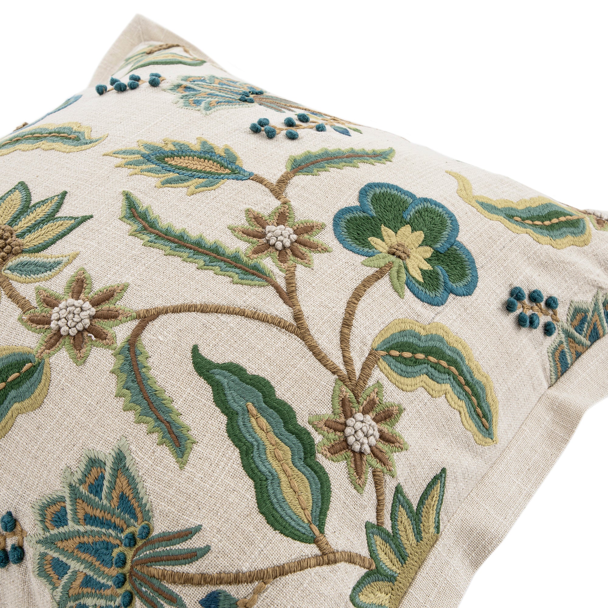 Flora & Fauna Hand Embroidered Jacobean Oasis Cushion - Image 2