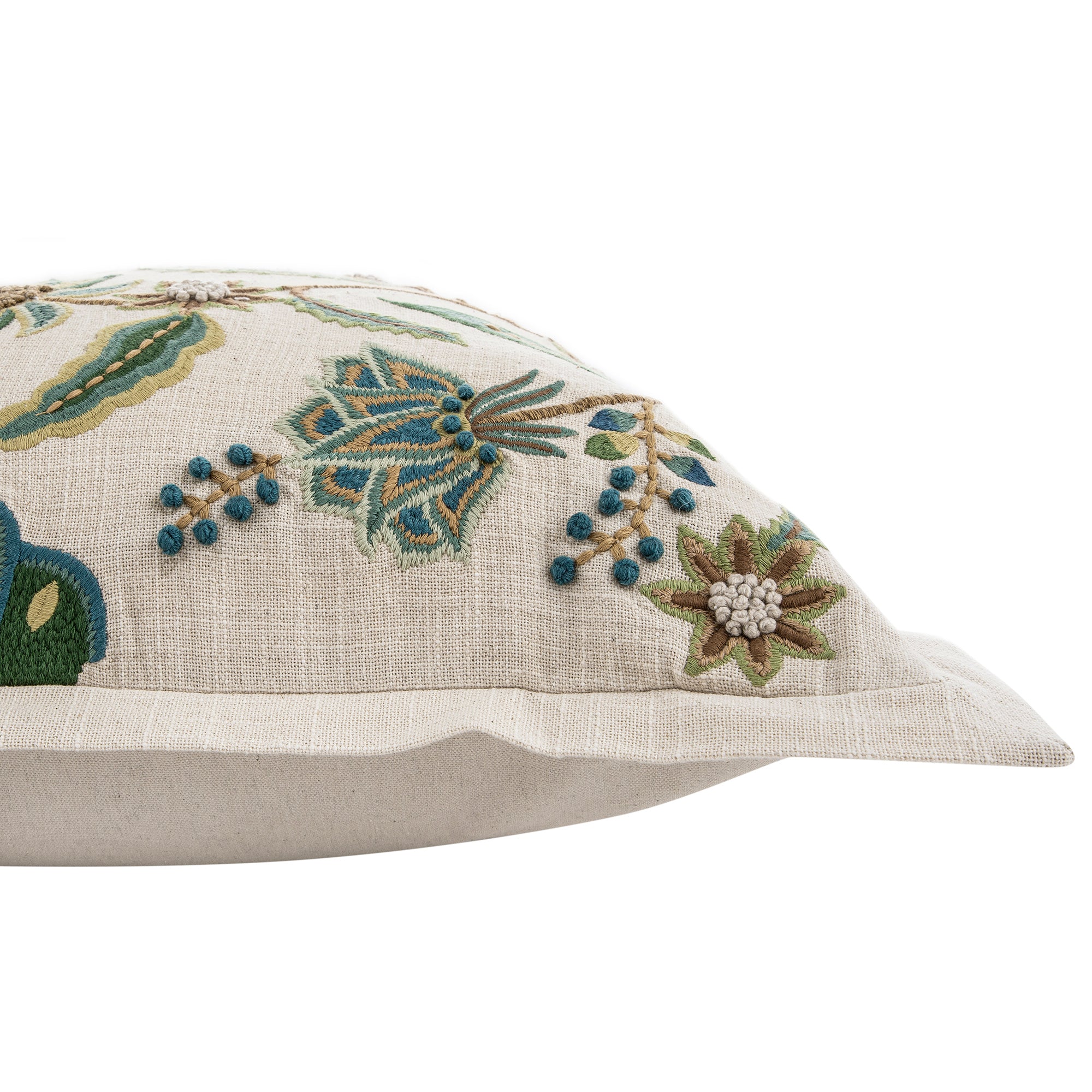 Flora & Fauna Hand Embroidered Jacobean Oasis Cushion - Image 4