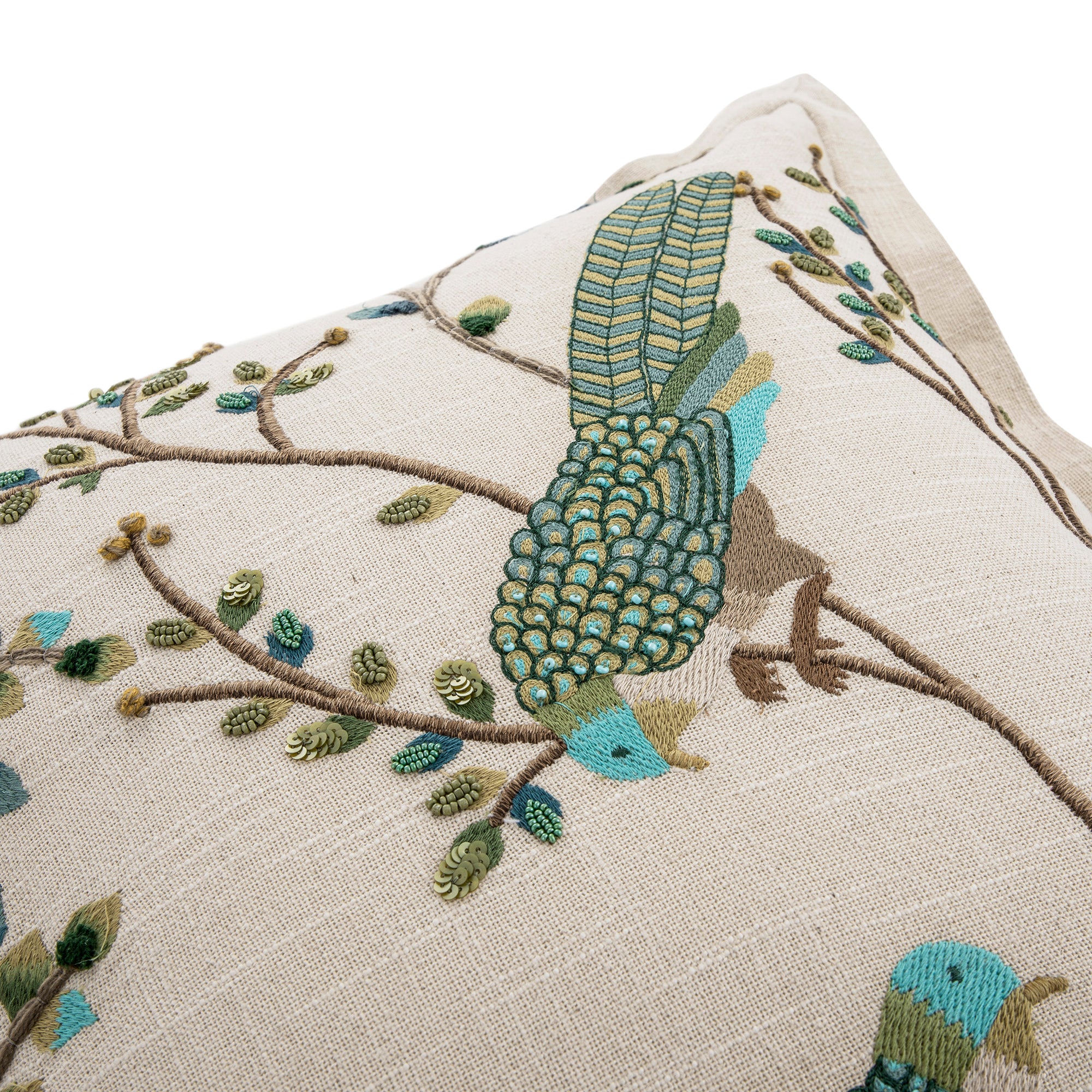 Flora & Fauna Hand Embroidered Songbird Cushion - Image 7