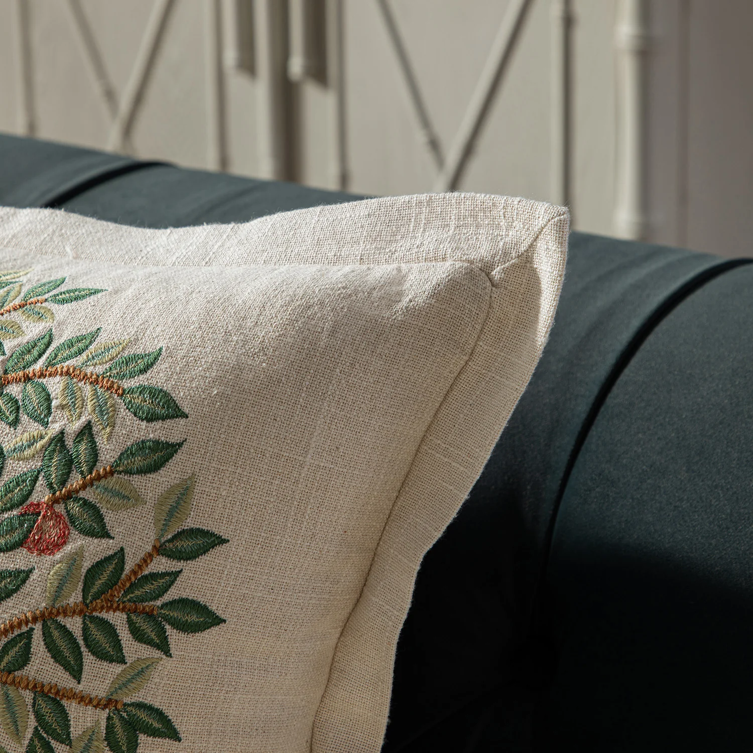 Flora & Fauna Hand Embroidered Tree Of Life Cushion - Image 5