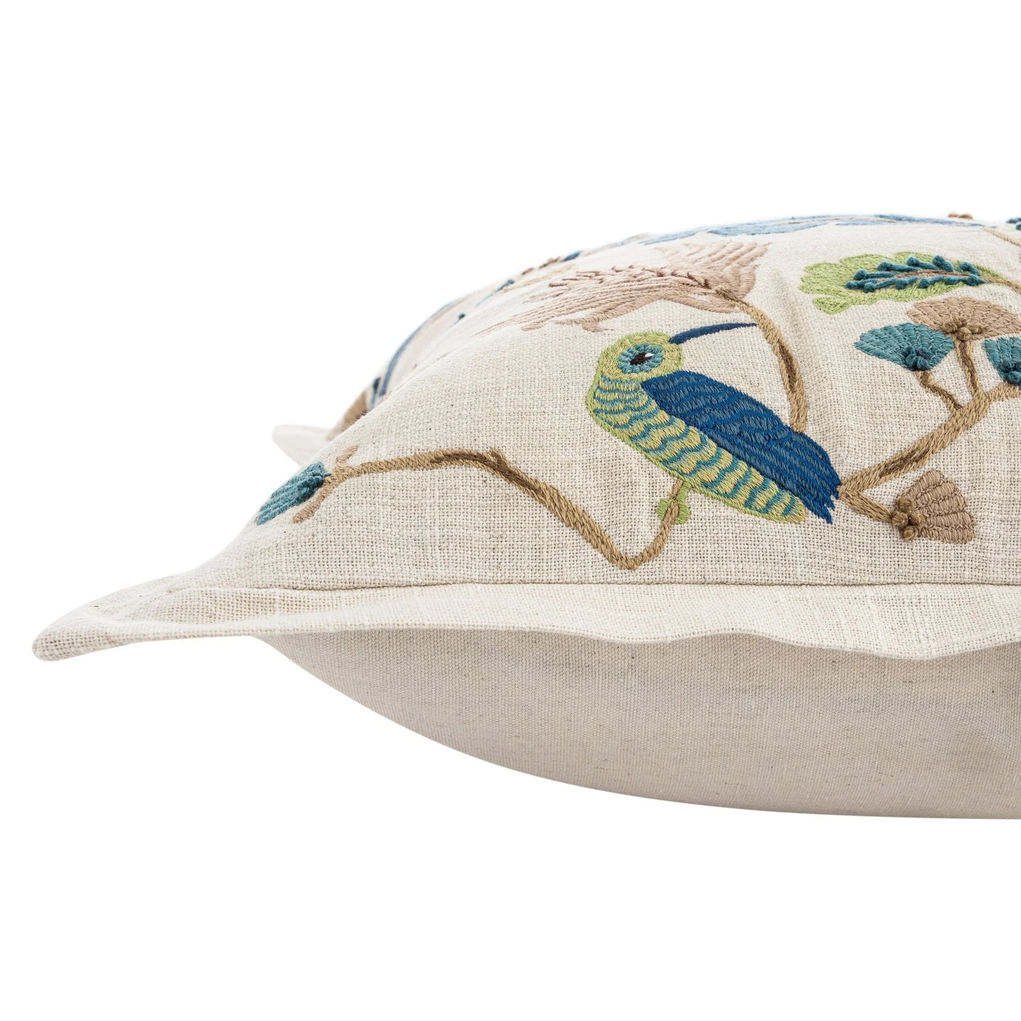 Flora & Fauna Hand Embroidered Tropical Bird Garden Cushion - Image 5