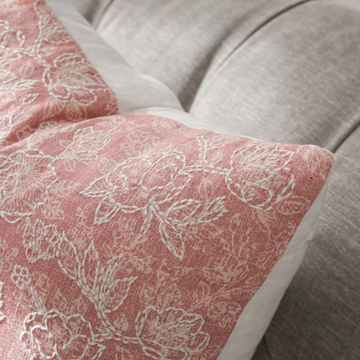 Florence Blossom Printed & Embroidered Cushion - Image 3