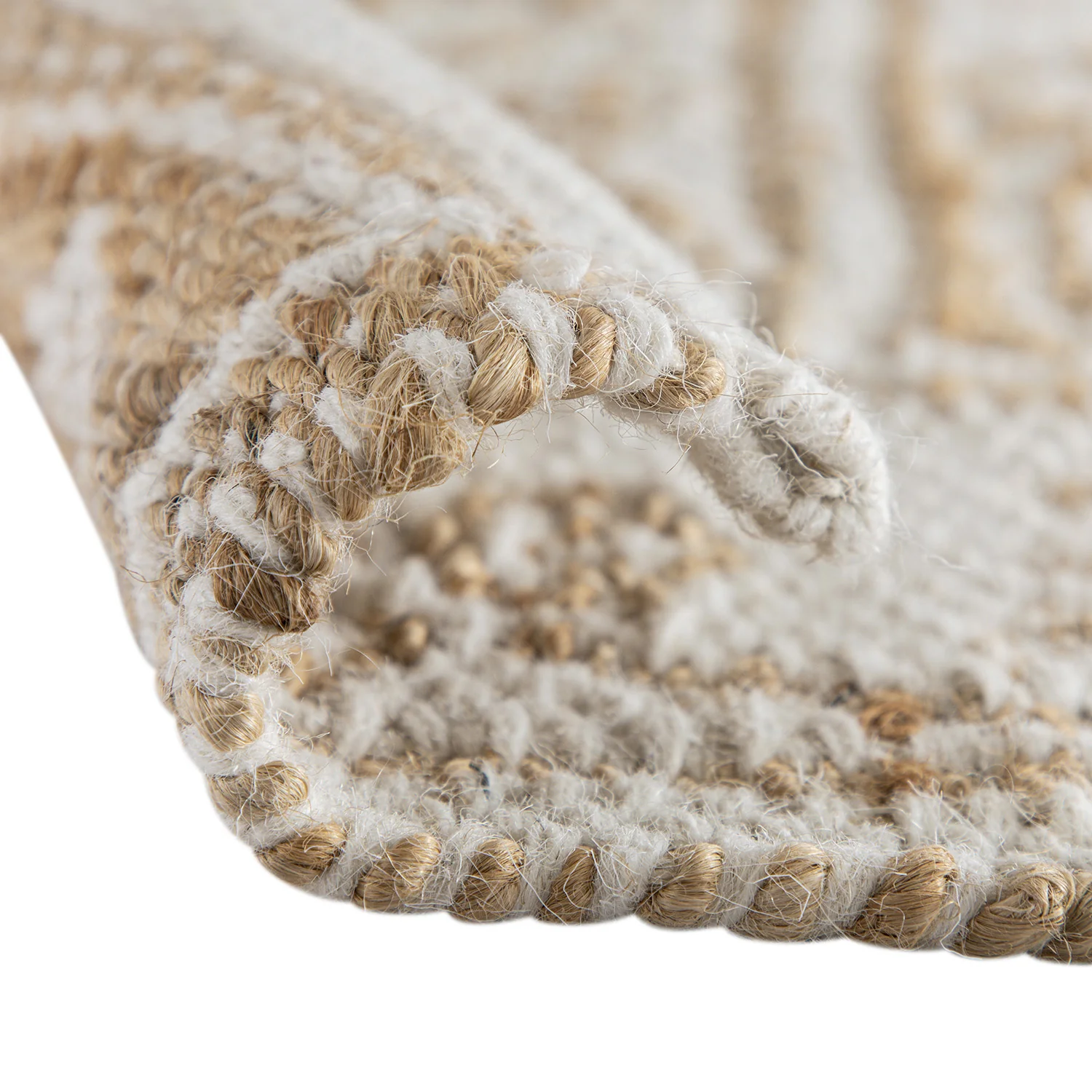 Florie Reversible Jute & Ivory White Wool Floral Jacquard Handwoven Rug - Image 7