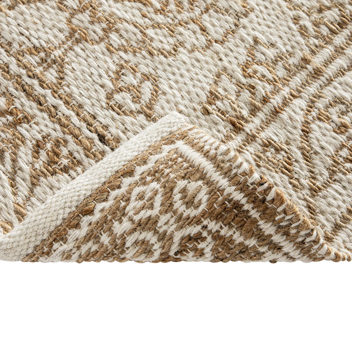 Florie Reversible Jute & Ivory White Wool Floral Jacquard Handwoven Runner - Image 5