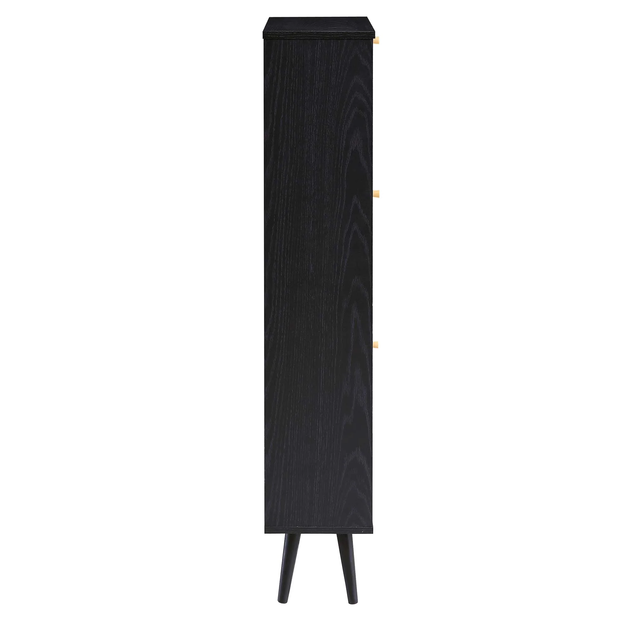 Frances Rattan 3 Tier Shoe Storage Cabinet, Black - Image 7