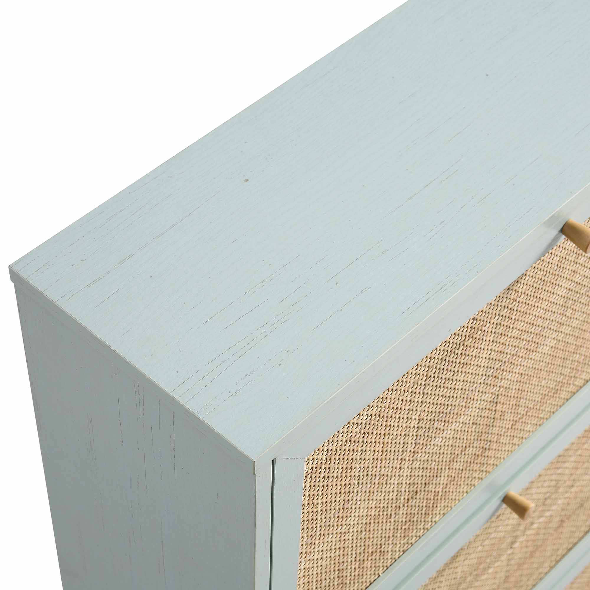 Frances Rattan 3 Tier Shoe Storage Cabinet, Mint - Image 8