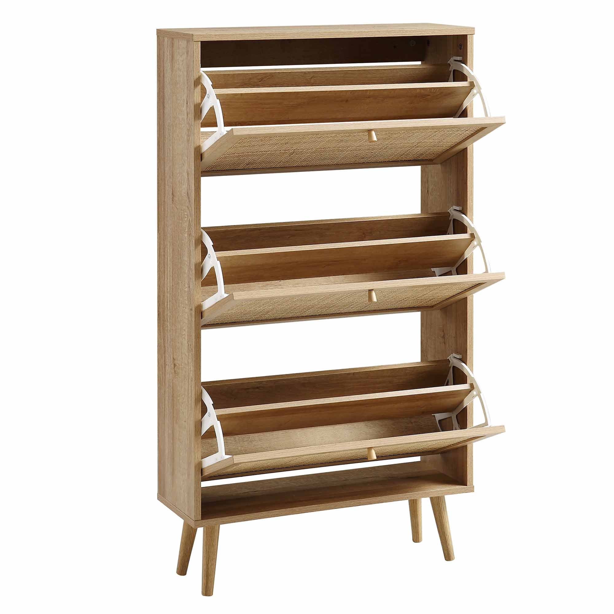 Frances Rattan 3 Tier Shoe Storage Cabinet, Natural - Image 6