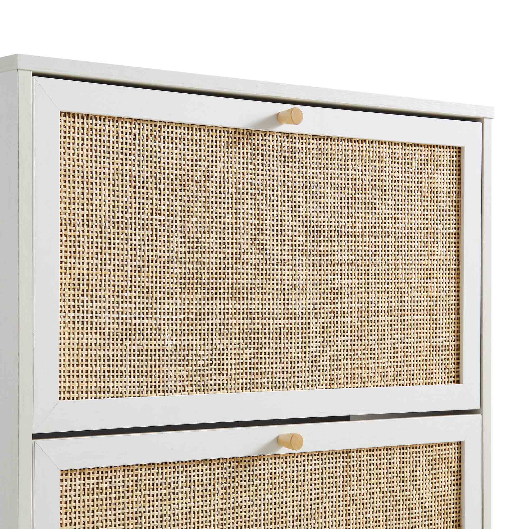 Frances Rattan 3 Tier Shoe Storage Cabinet, White - Image 11