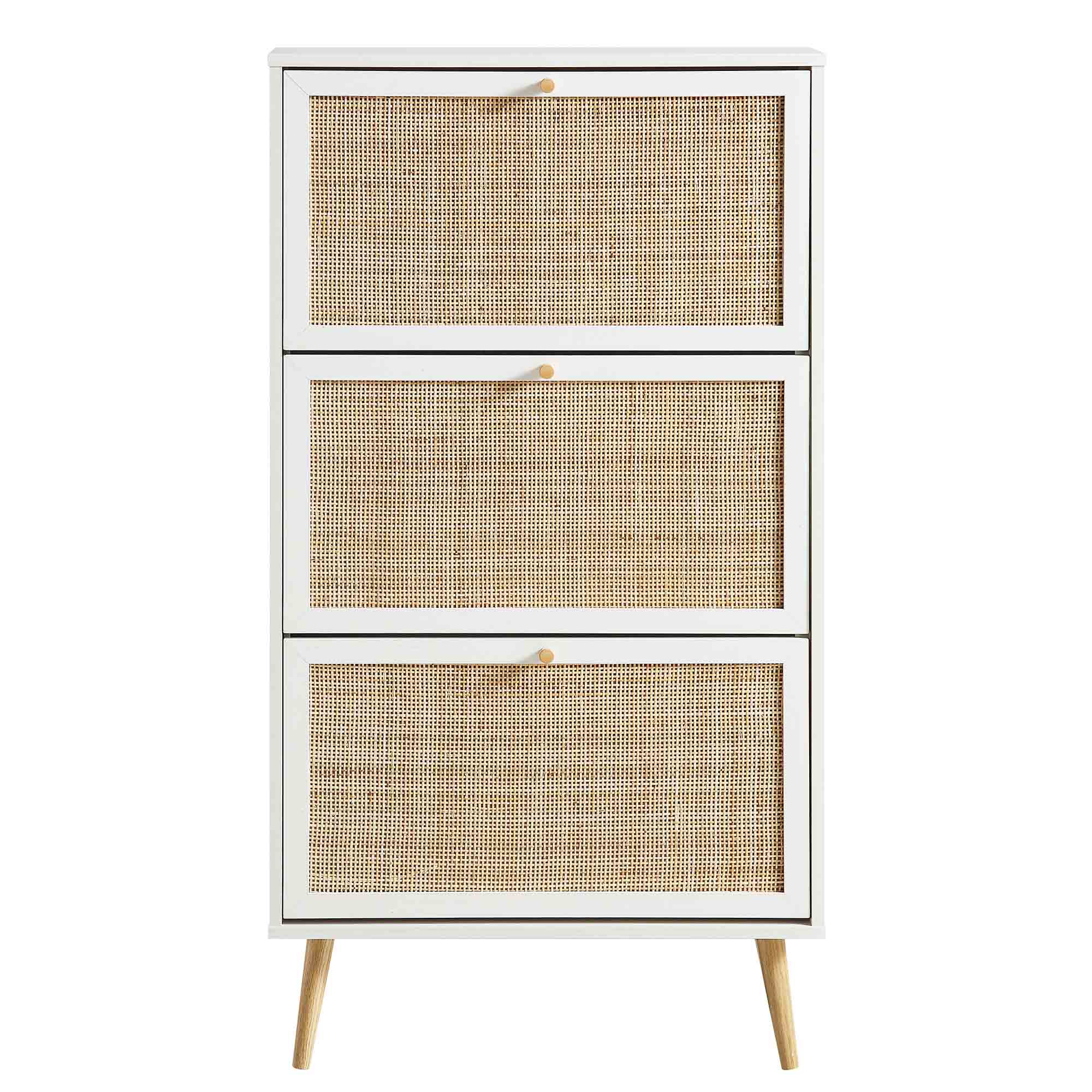 Frances Rattan 3 Tier Shoe Storage Cabinet, White - Image 5