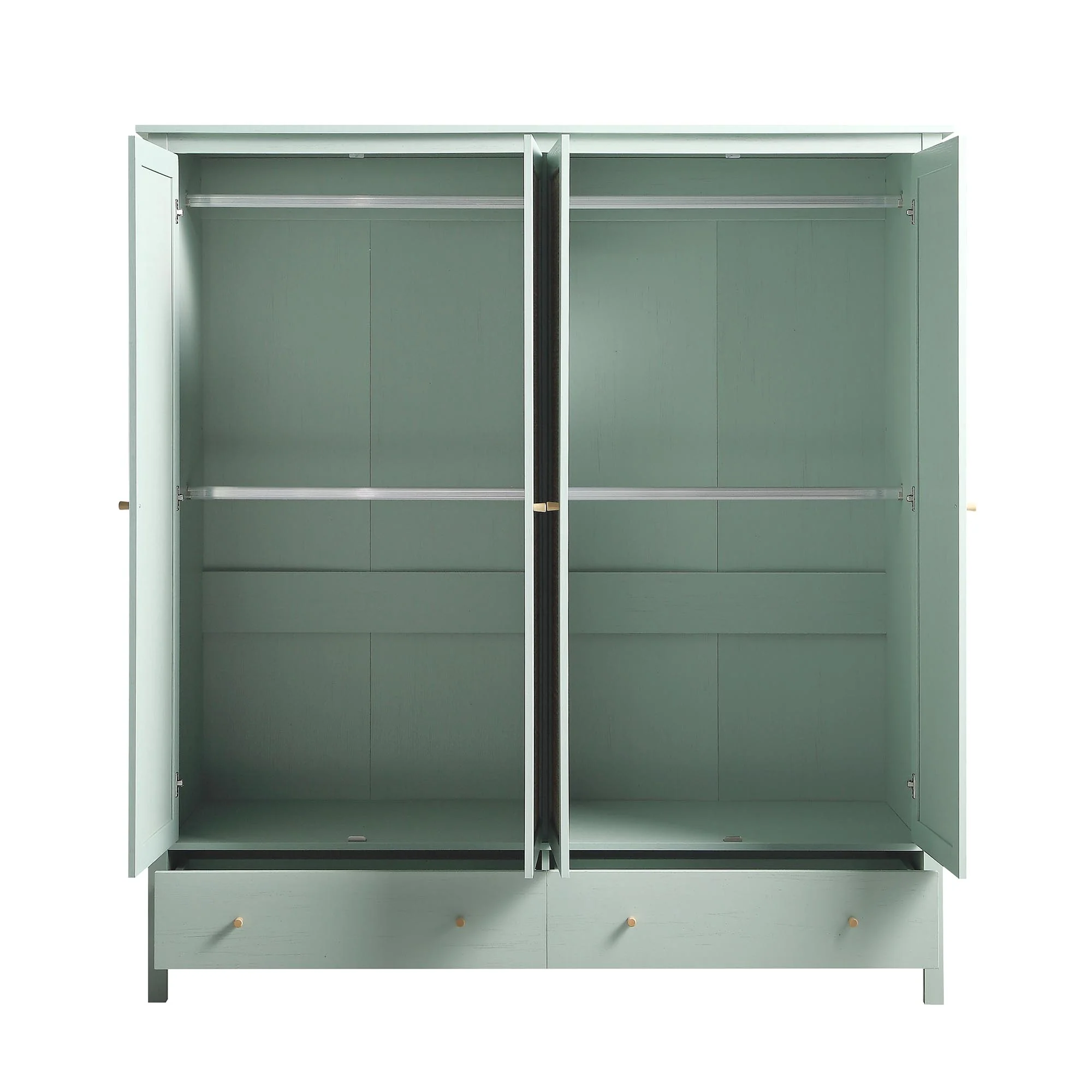 Frances Rattan 4-Door Wardrobe with 2 Drawers, Mint - Image 8