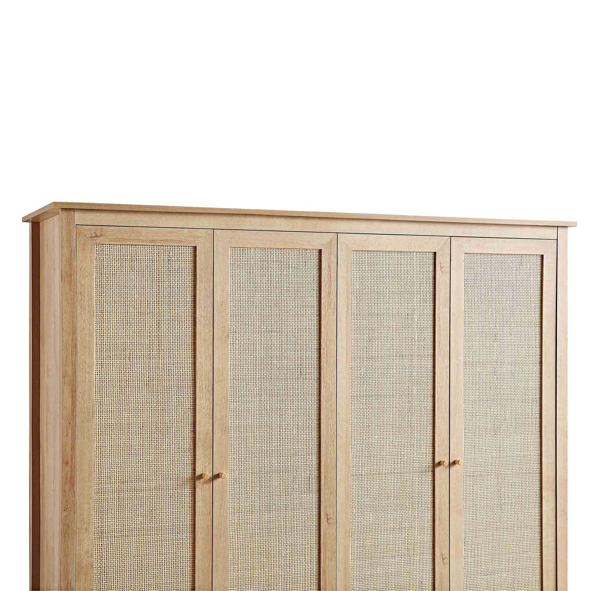 Frances Rattan 4-Door Wardrobe with 2 Drawers, Natural - Image 11