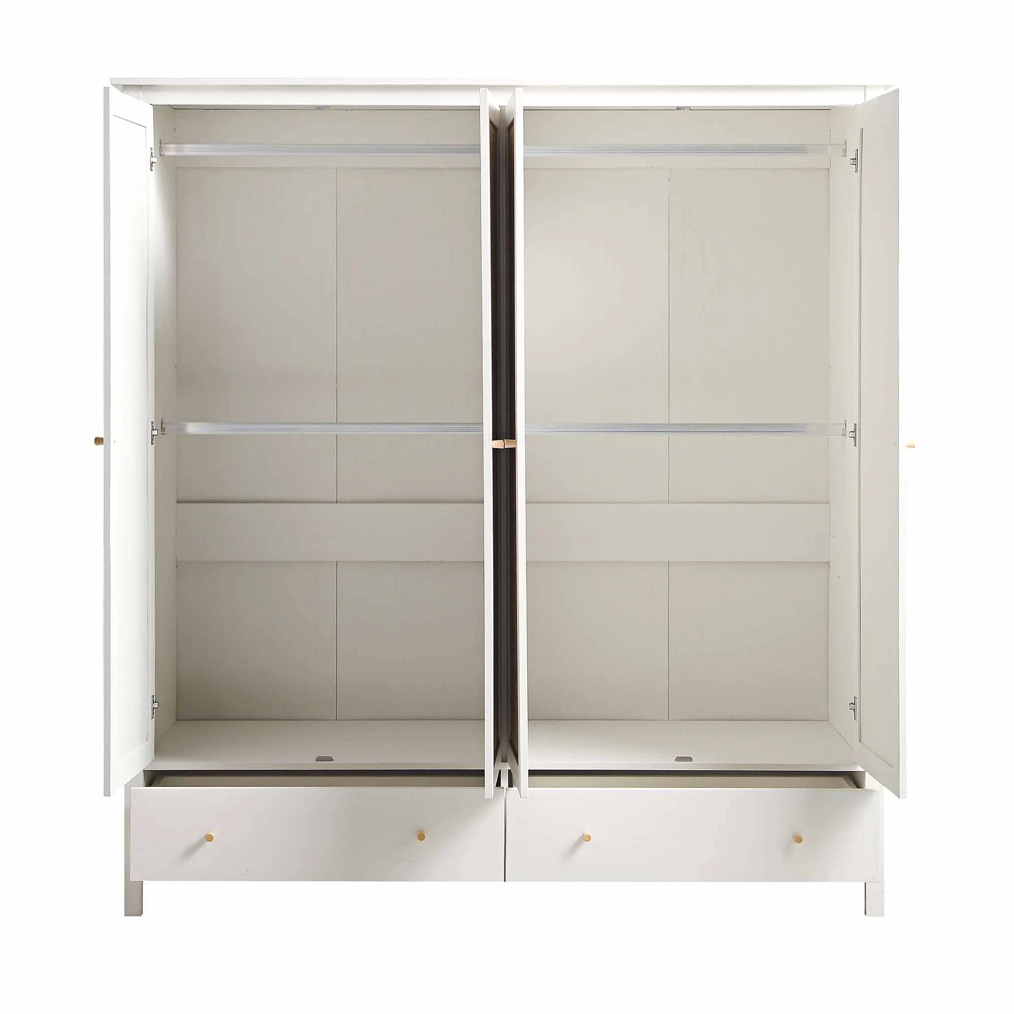 Frances Rattan 4-Door Wardrobe with 2 Drawers, White - Image 8