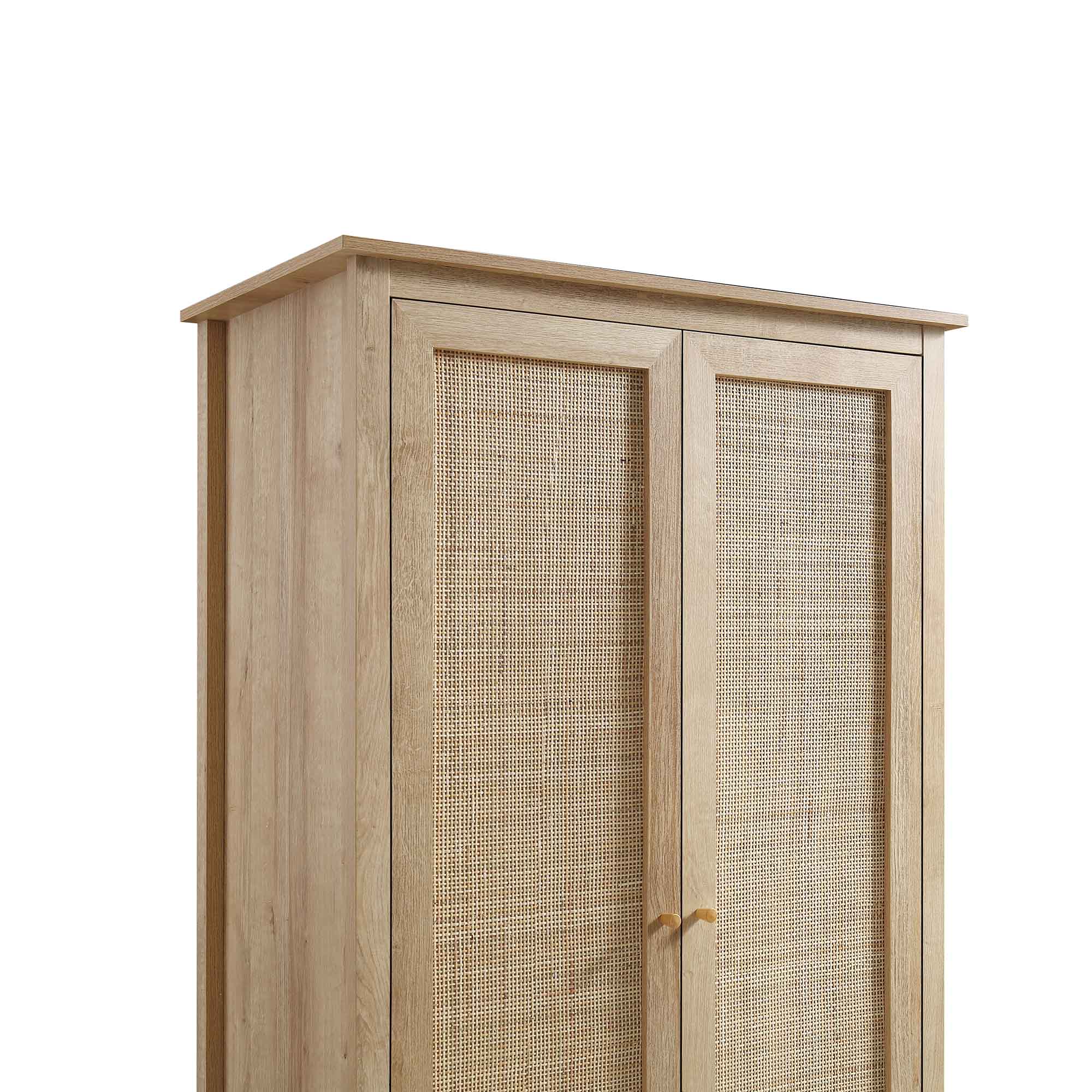 Frances Rattan Double Wardrobe with 1 Drawer, Natural - Image 8