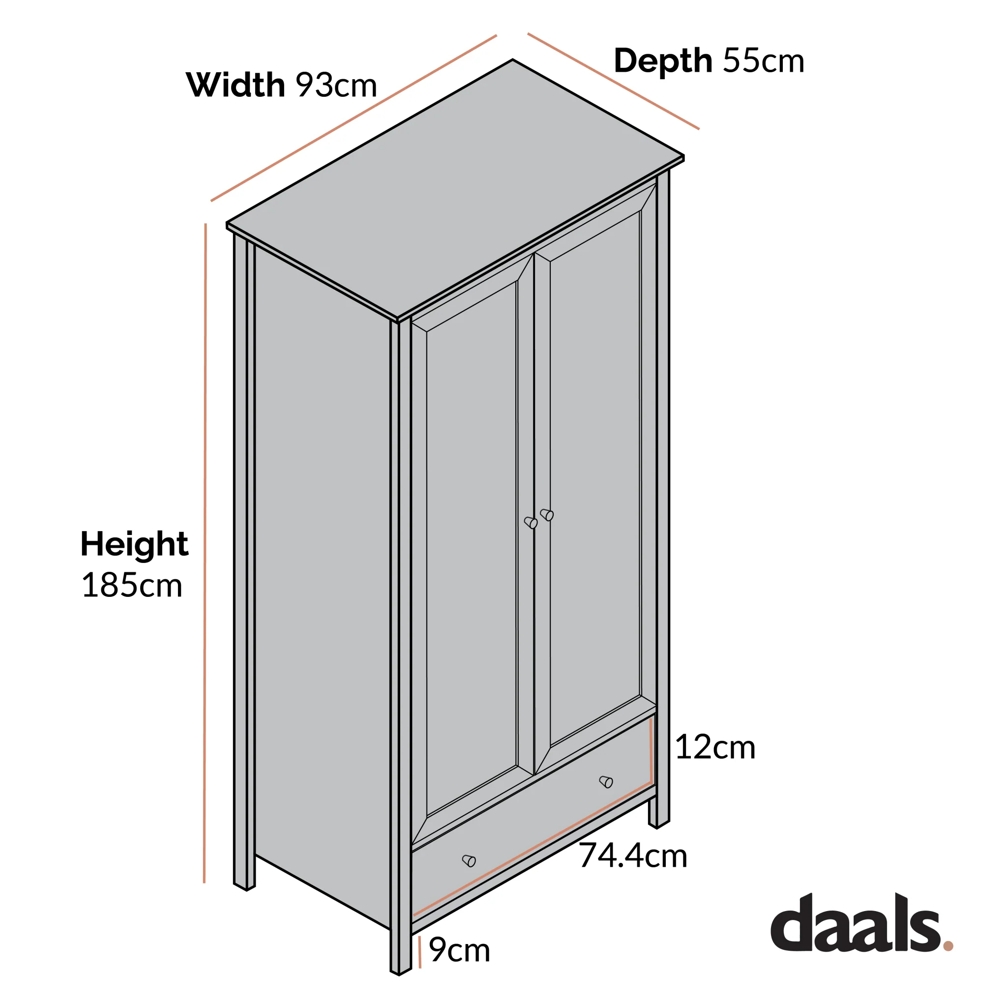Frances Rattan Double Wardrobe with 1 Drawer, Mint - Image 5