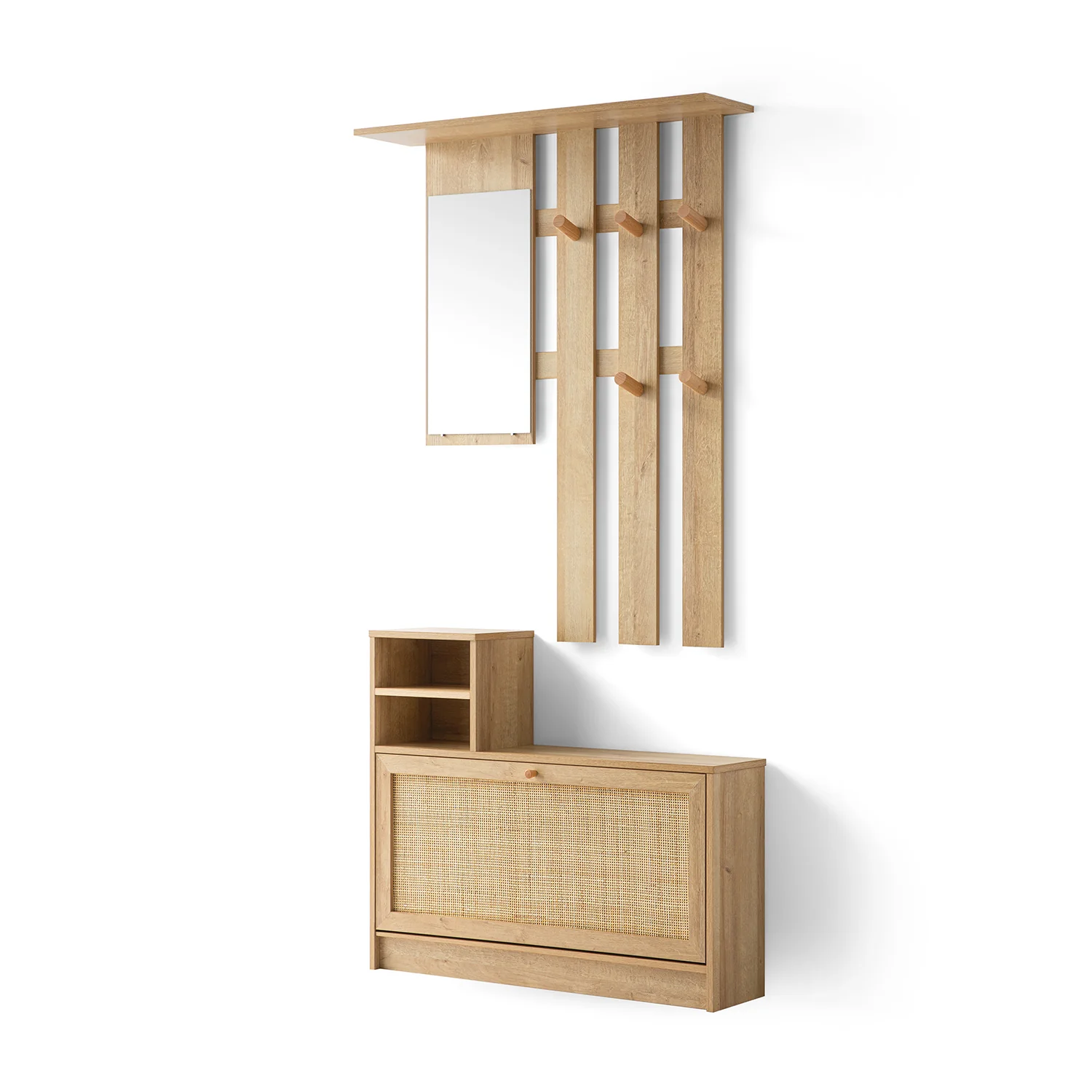 Frances Rattan Hallway Unit with Mirror, Natural - Image 10