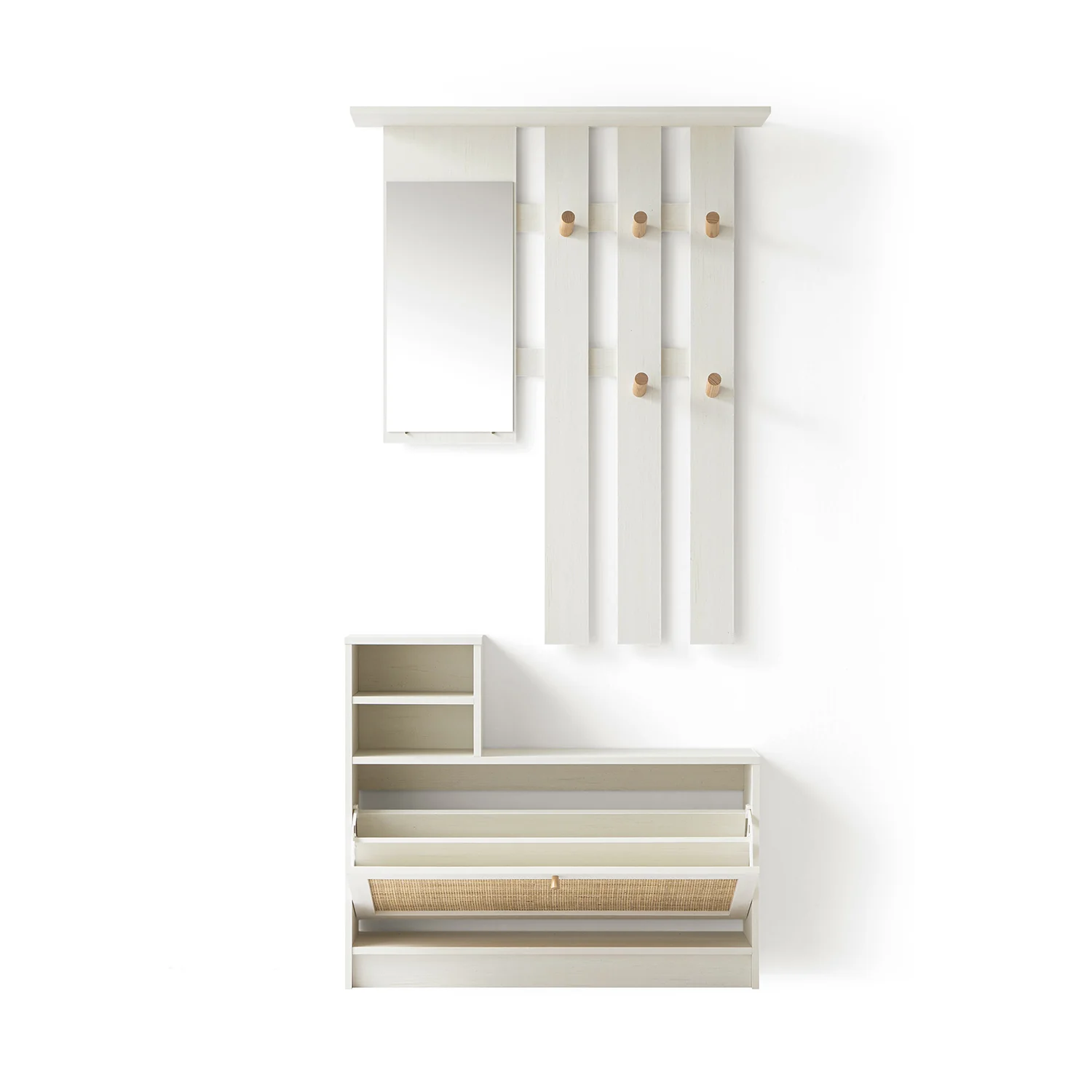 Frances Rattan Hallway Unit with Mirror, White - Image 2