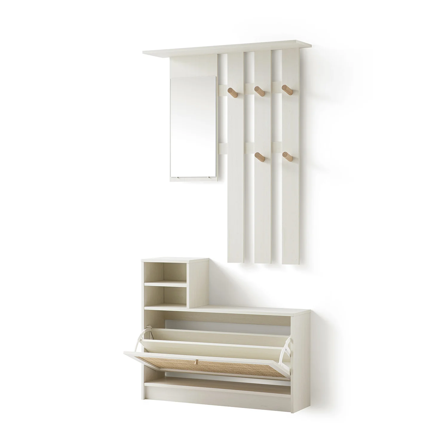 Frances Rattan Hallway Unit with Mirror, White - Image 5