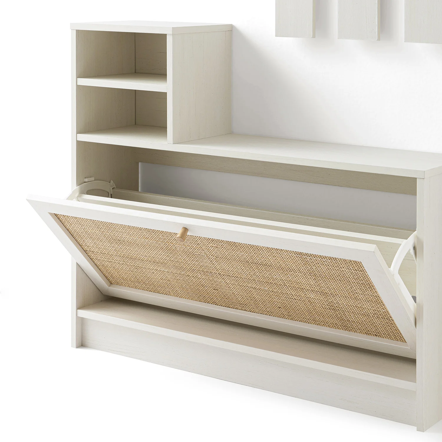 Frances Rattan Hallway Unit with Mirror, White - Image 8