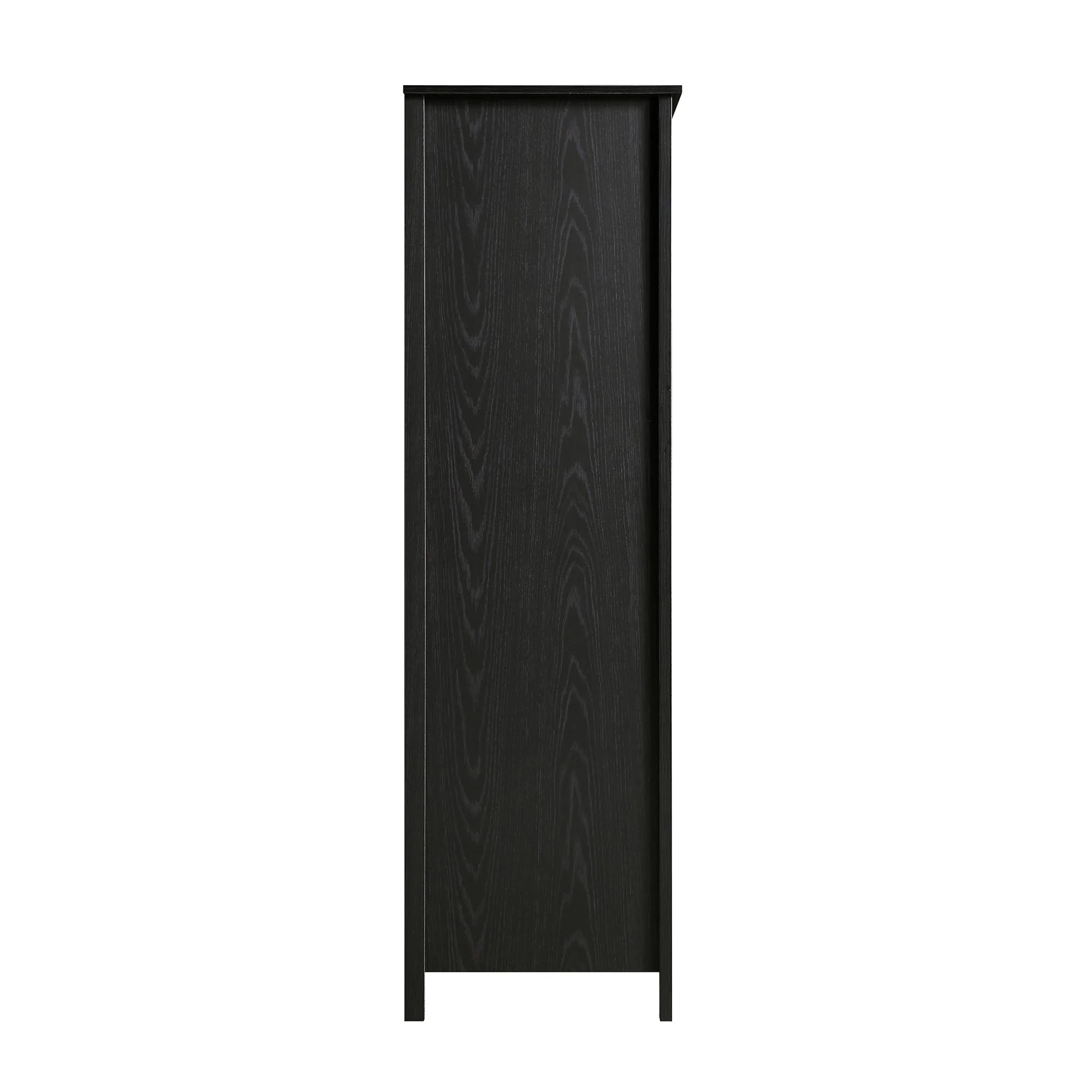 Frances Rattan Triple Wardrobe with 2 Drawers, Black - Image 9