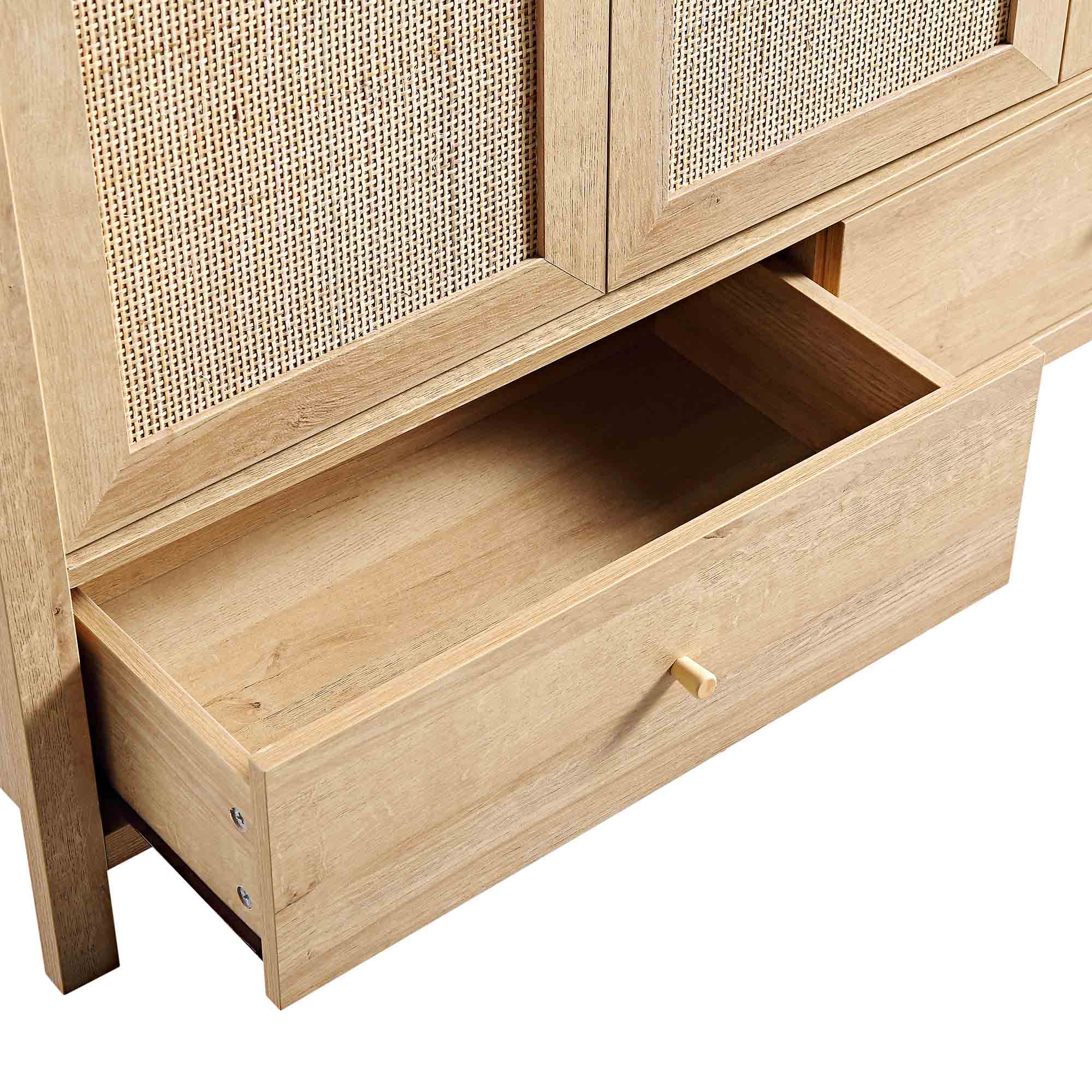 Frances Rattan Triple Wardrobe with 2 Drawers, Natural - Image 10