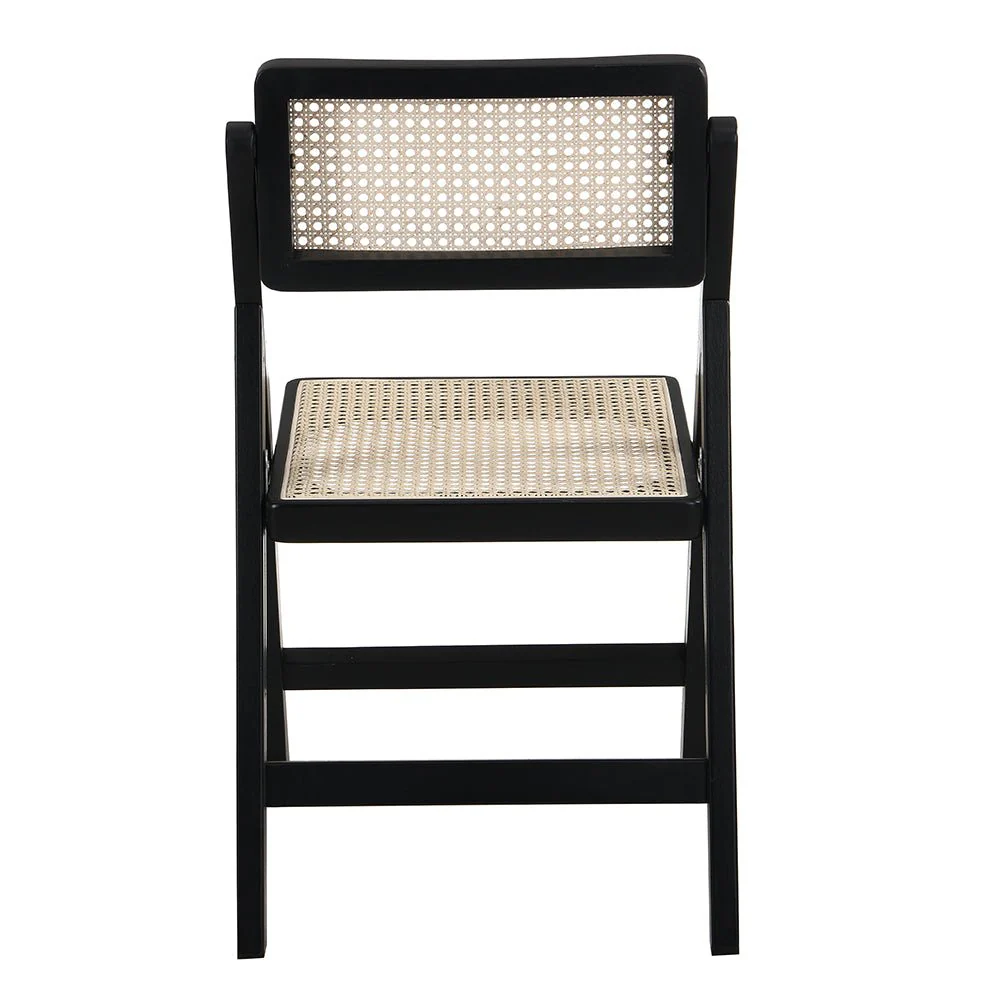 Frances Set of 2 Folding Cane Rattan Chairs, Black Colour - Image 7