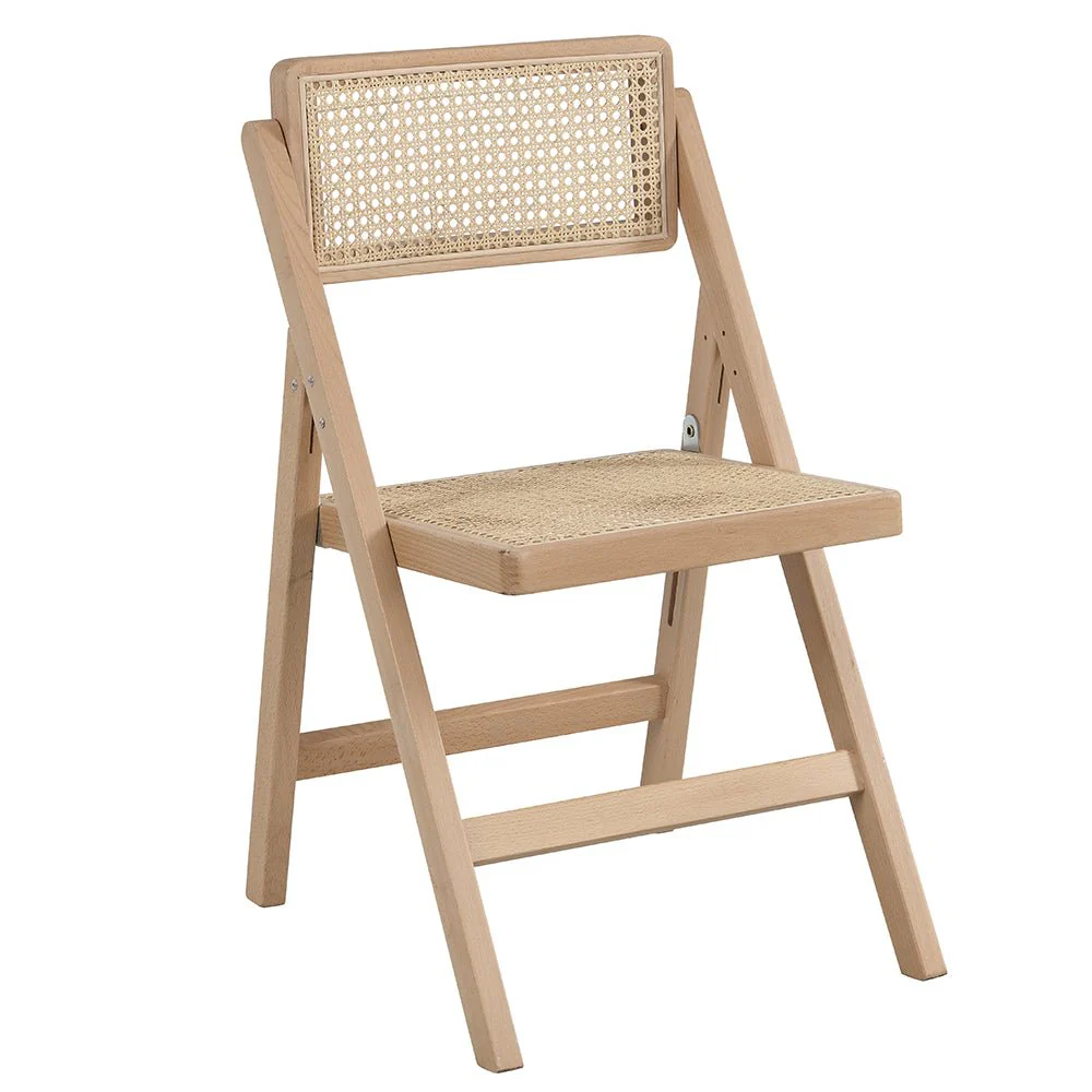 Frances Set of 2 Folding Cane Rattan Chairs, Natural Colour - Image 3