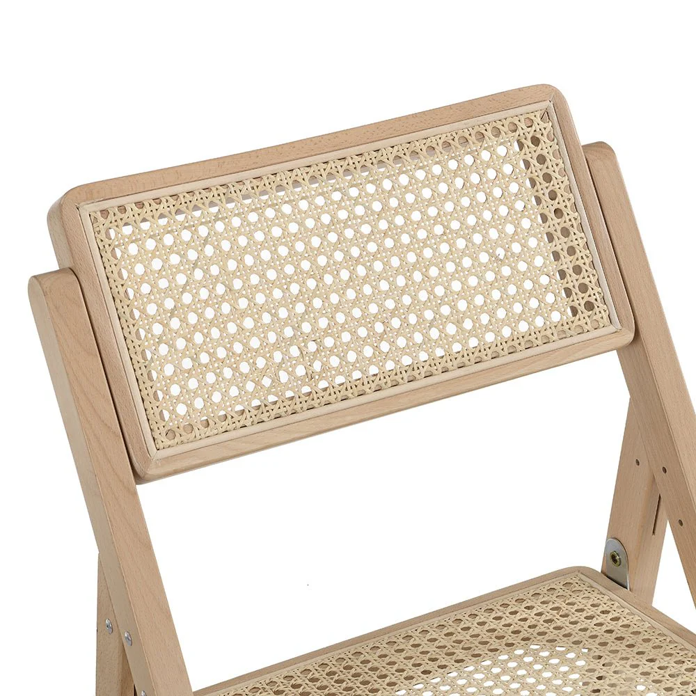 Frances Set of 2 Folding Cane Rattan Chairs, Natural Colour - Image 9