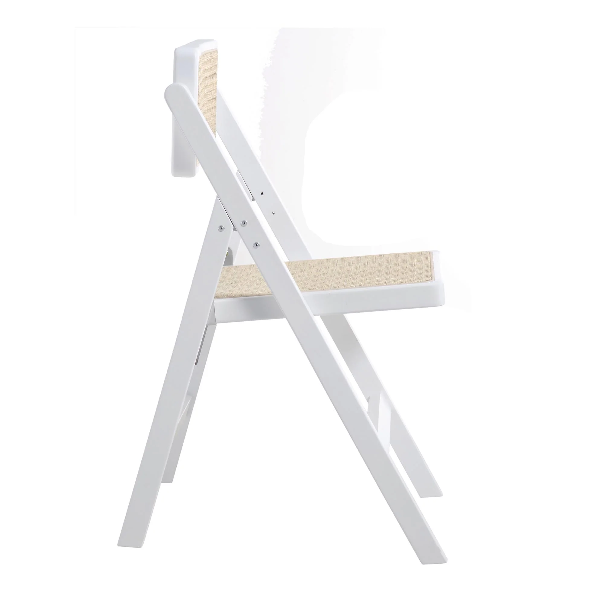 Frances Set of 2 Folding Cane Rattan Chairs, White - Image 10