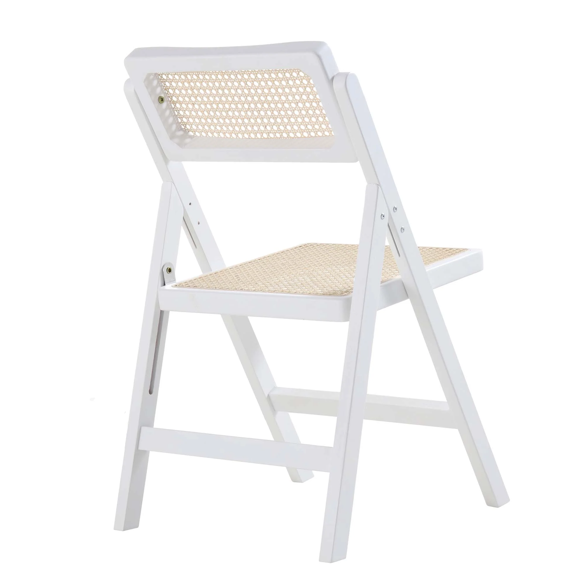 Frances Set of 2 Folding Cane Rattan Chairs, White - Image 11
