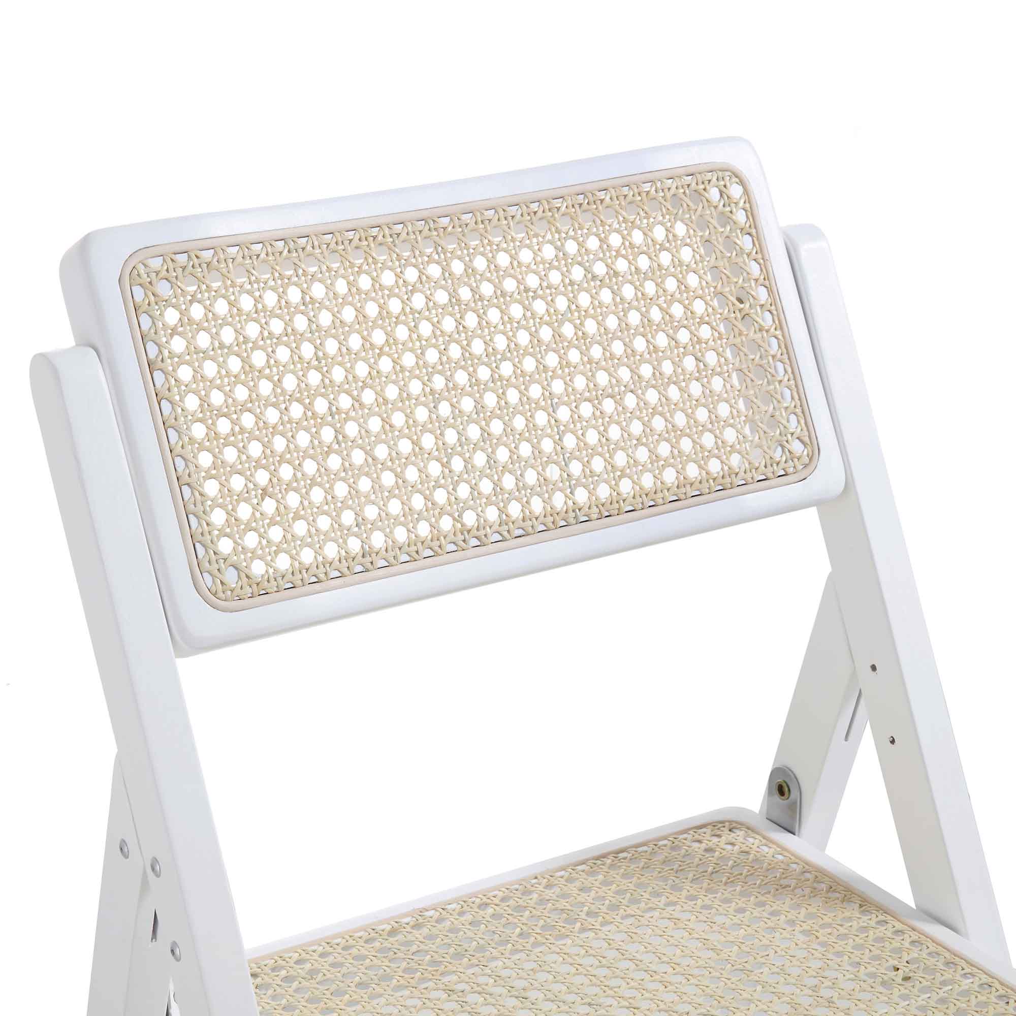 Frances Set of 2 Folding Cane Rattan Chairs, White - Image 12