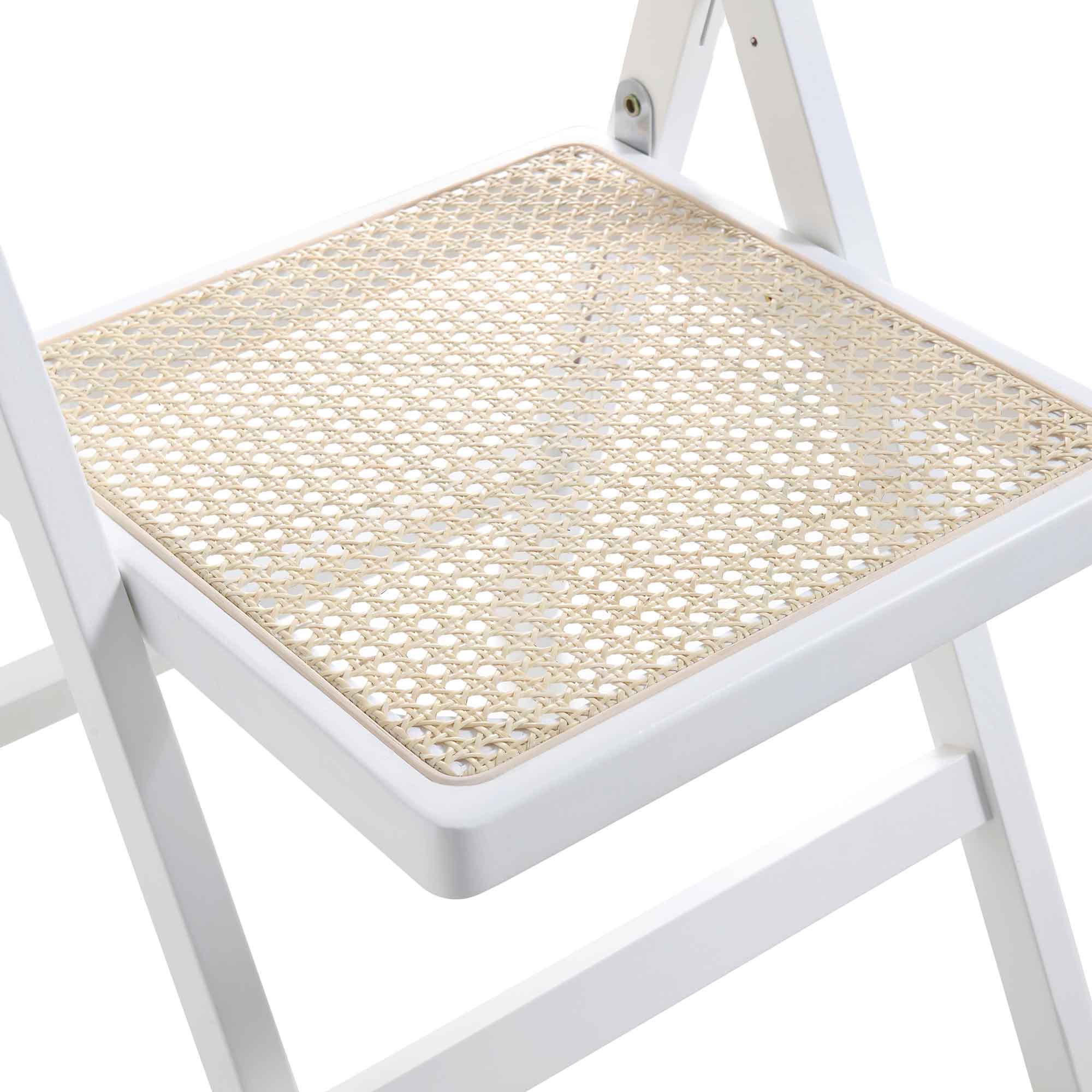 Frances Set of 2 Folding Cane Rattan Chairs, White - Image 13