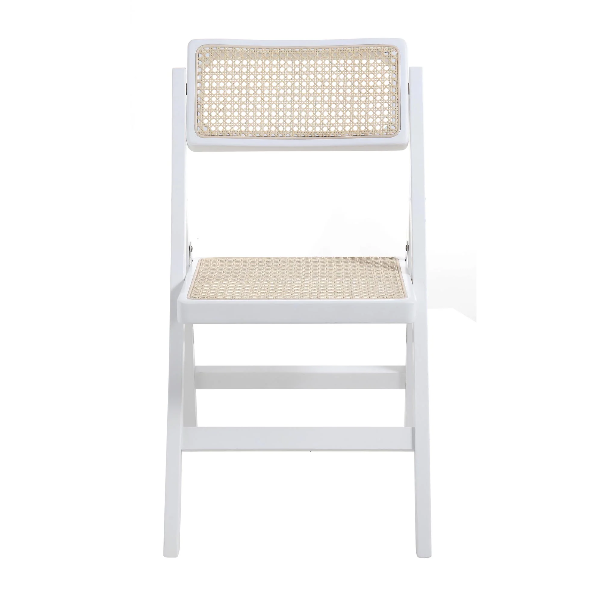 Frances Set of 2 Folding Cane Rattan Chairs, White - Image 6