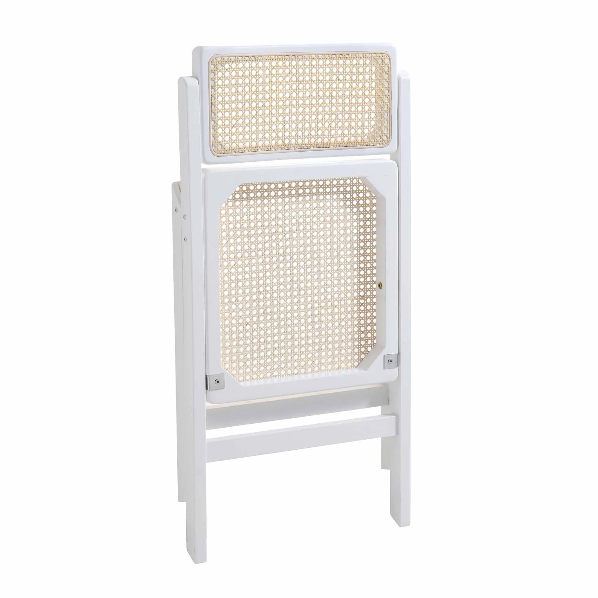 Frances Set of 2 Folding Cane Rattan Chairs, White - Image 9
