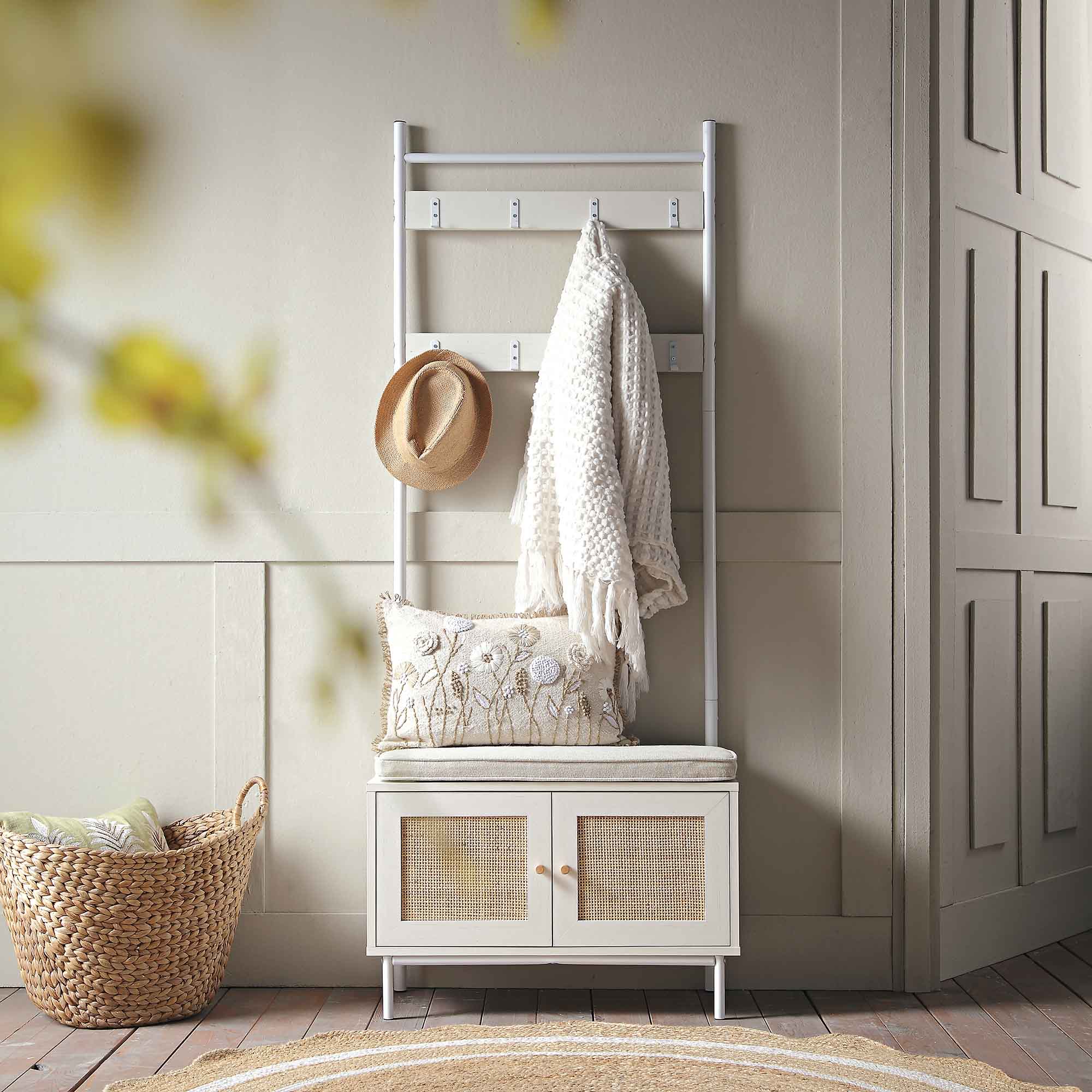 Frances Woven Hallway Unit with Cushion, White - Image 2