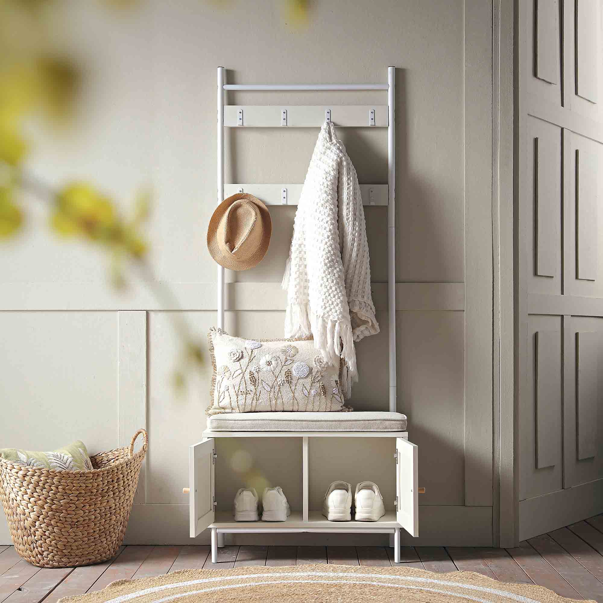Frances Woven Hallway Unit with Cushion, White - Image 3
