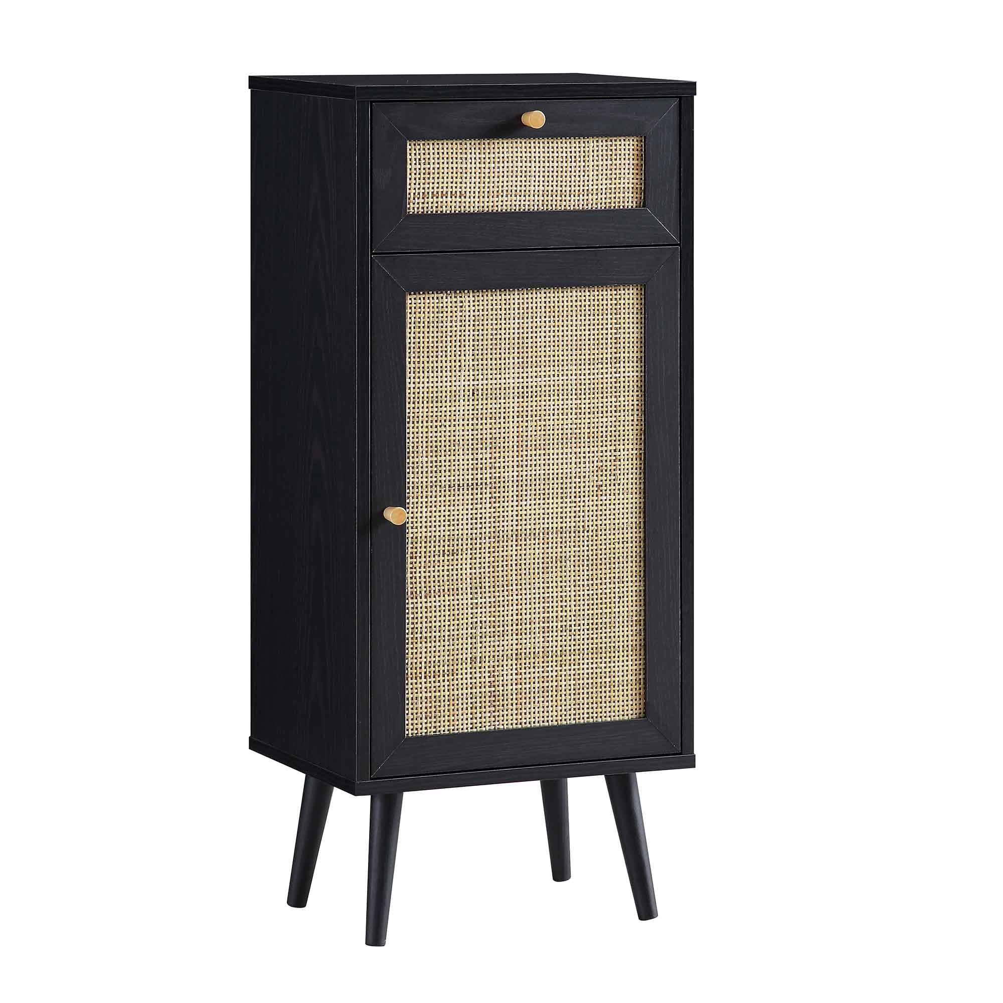 Frances Woven Rattan 1-Door Bathroom Cabinet, Black - Image 5