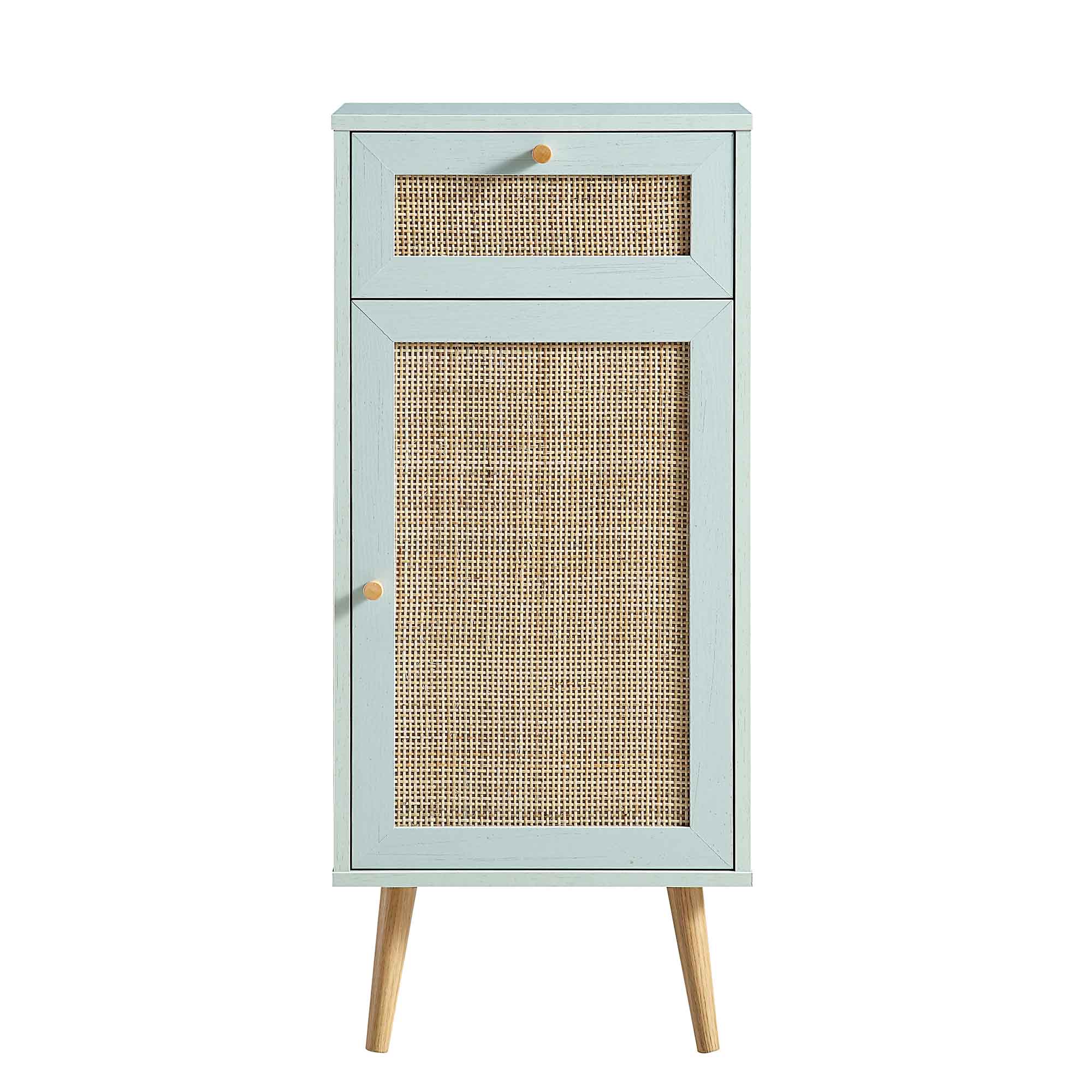 Frances Woven Rattan 1-Door Bathroom Cabinet, Mint - Image 4