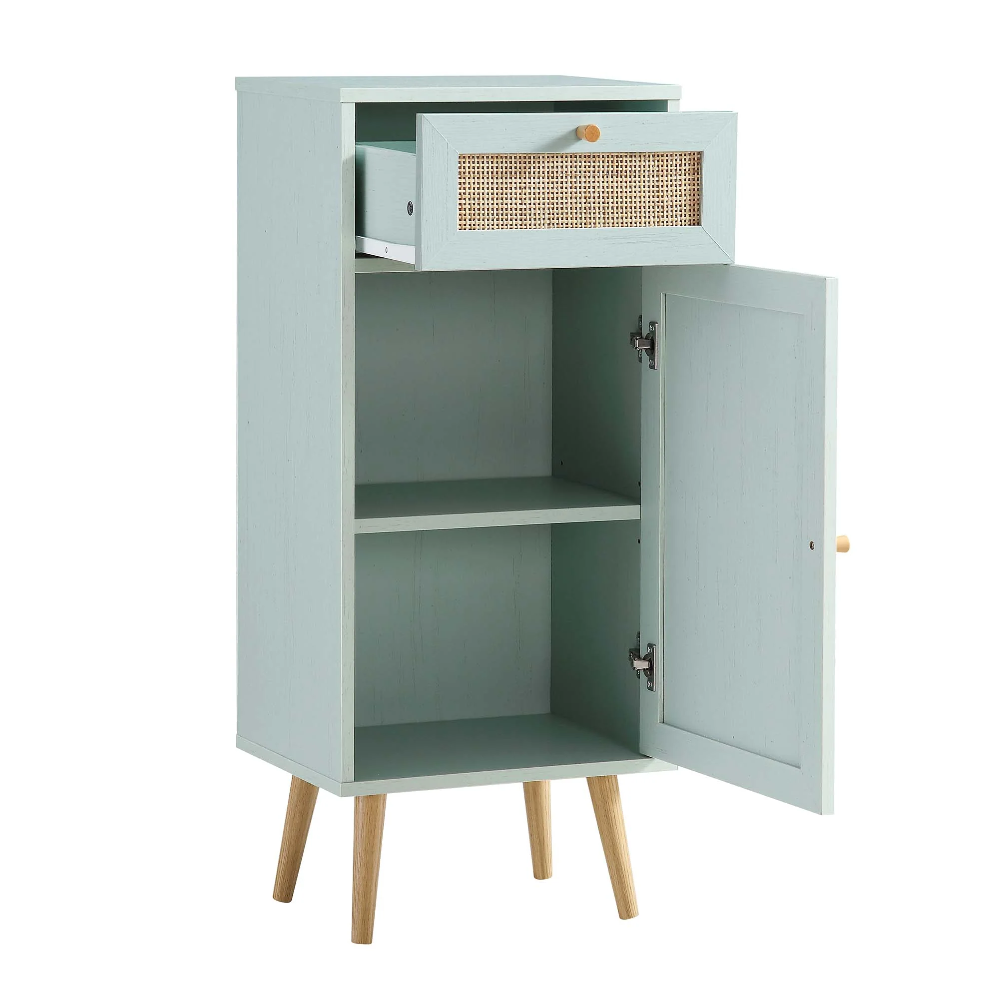 Frances Woven Rattan 1-Door Bathroom Cabinet, Mint - Image 8