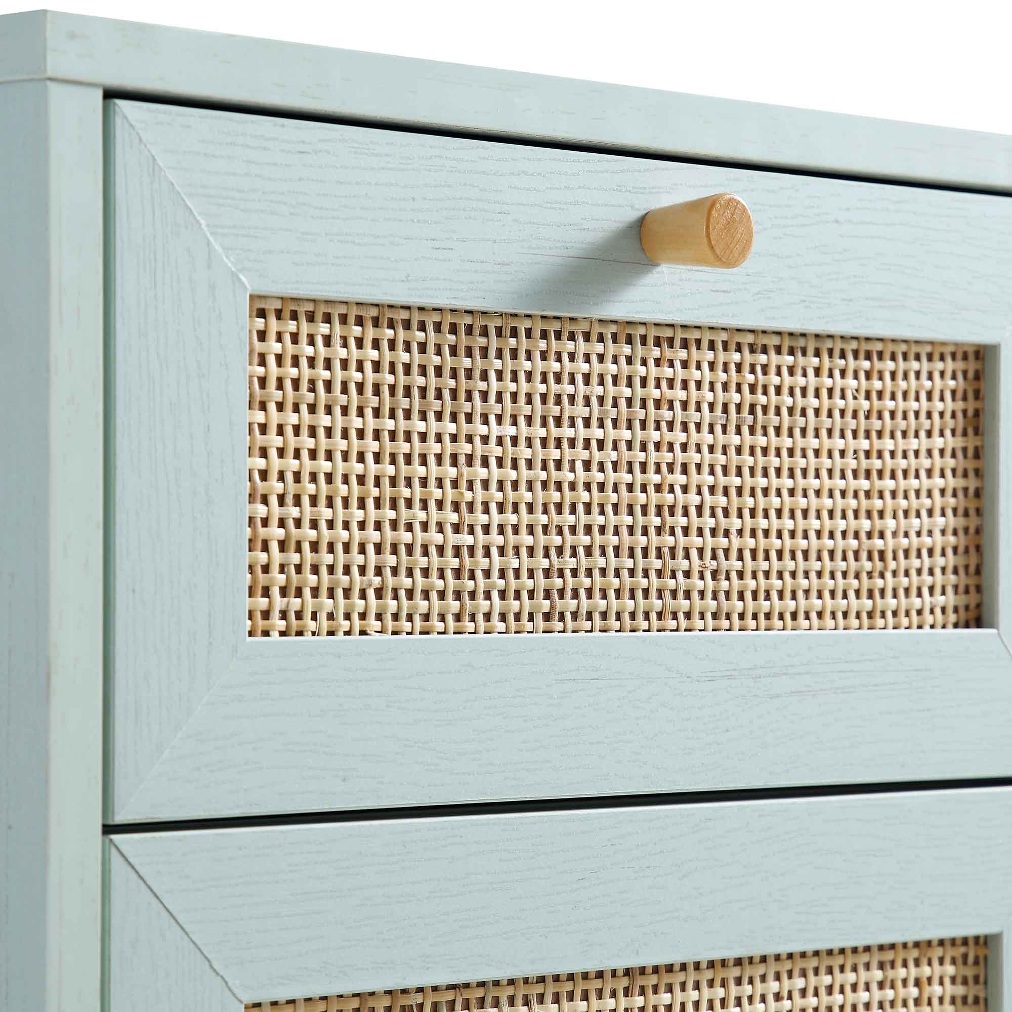 Frances Woven Rattan 1-Door Bathroom Cabinet, Mint - Image 9