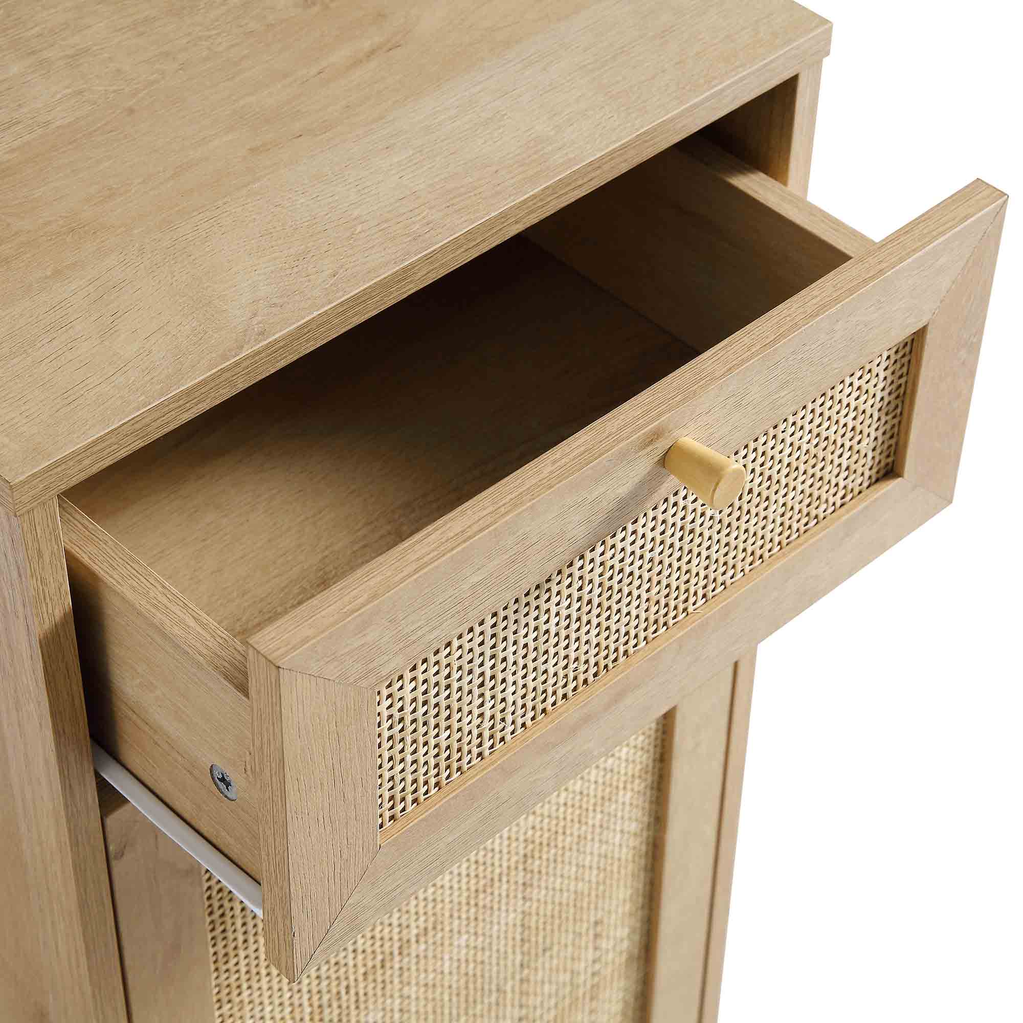 Frances Woven Rattan 1-Door Bathroom Cabinet, Natural - Image 10