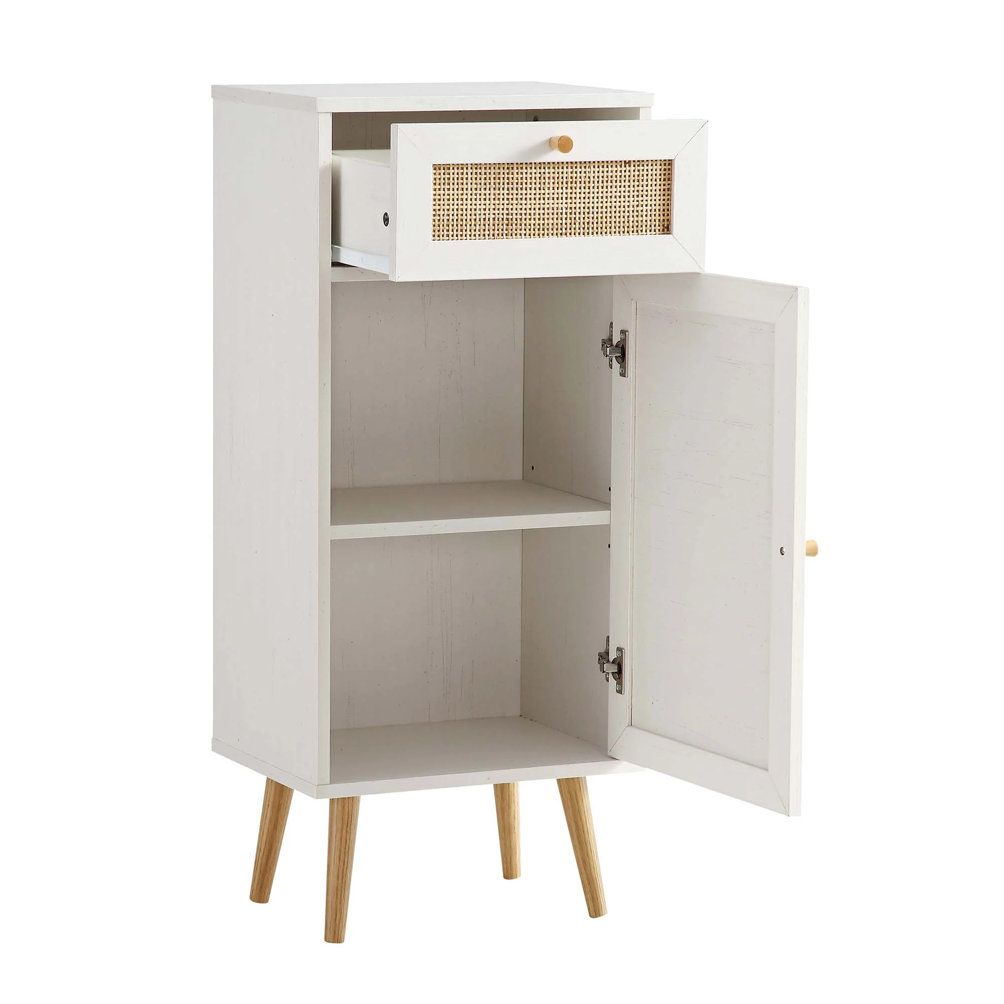 Frances Woven Rattan 1-Door Bathroom Cabinet, White - Image 7